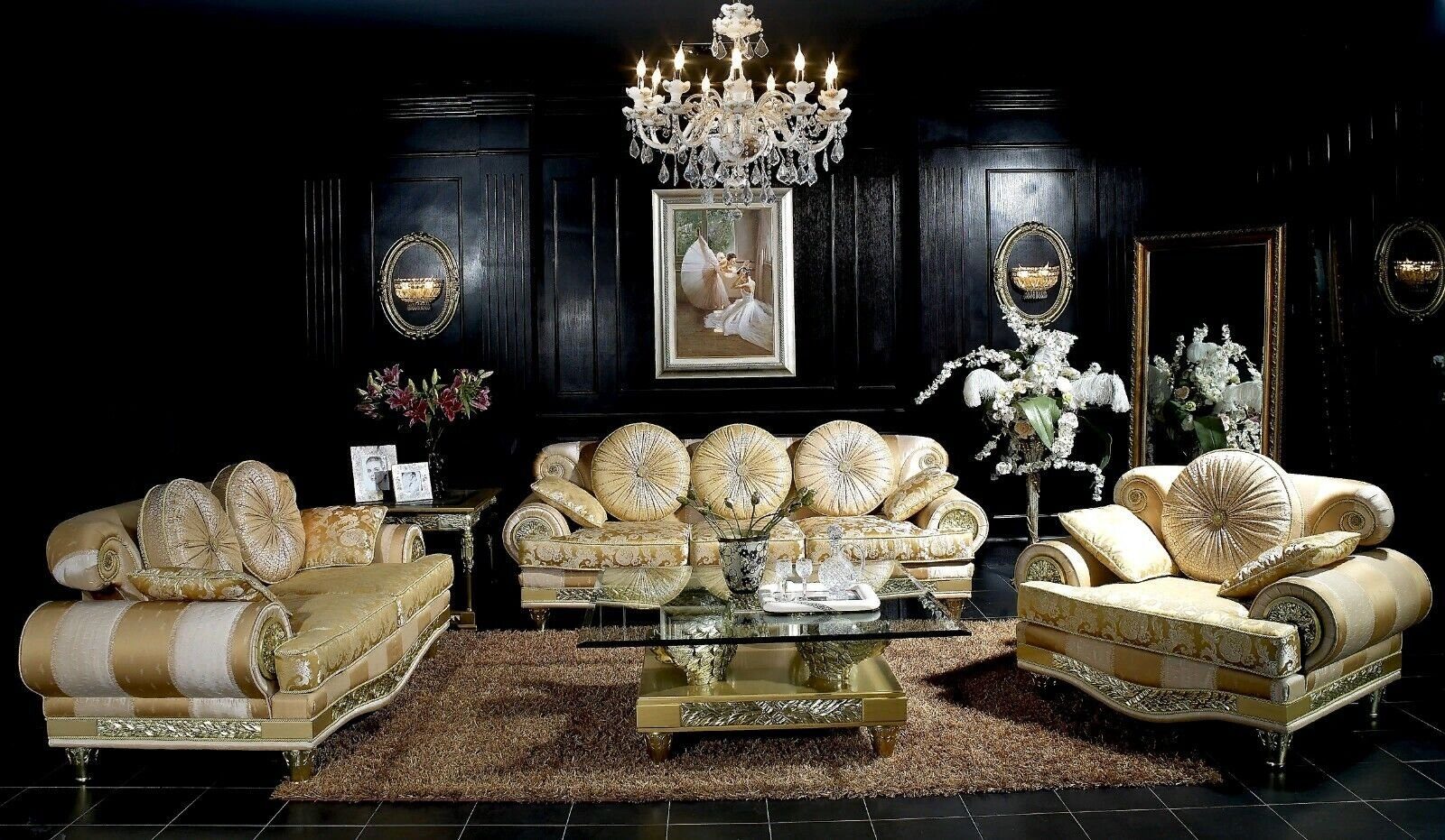 Barock Sofagarnitur Sofa, Antik Rokoko Sofa JVmoebel Couch 3+2+1 Klassische Stil