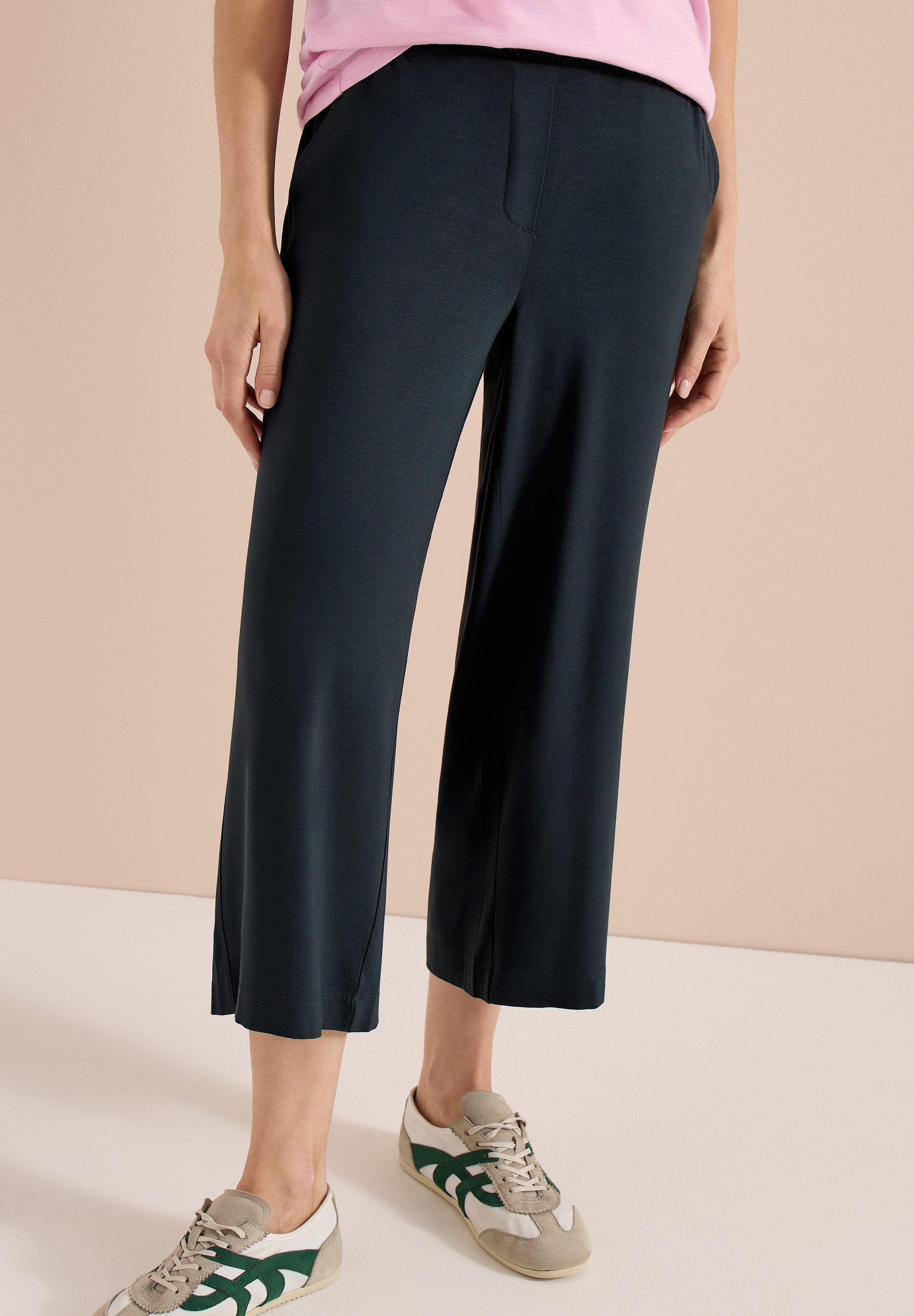 CECIL Jerseyhose Style Neele mit elastischem Schlupfbund, High-Waist, Wide Leg