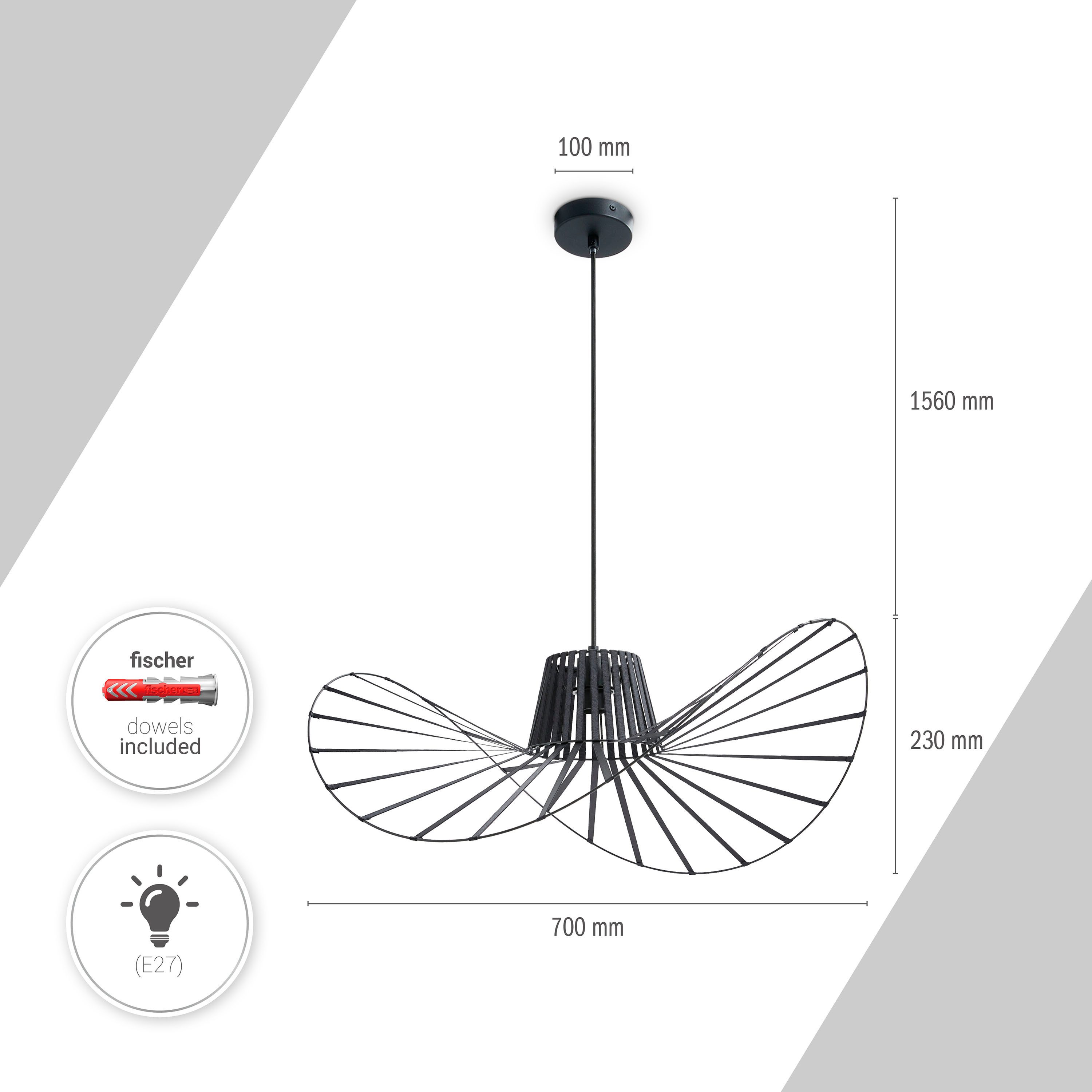 Paco Home Pendelleuchte HUGO PD1, ohne Leuchtmittel, mit kompatiblen Dimmer günstig online kaufen