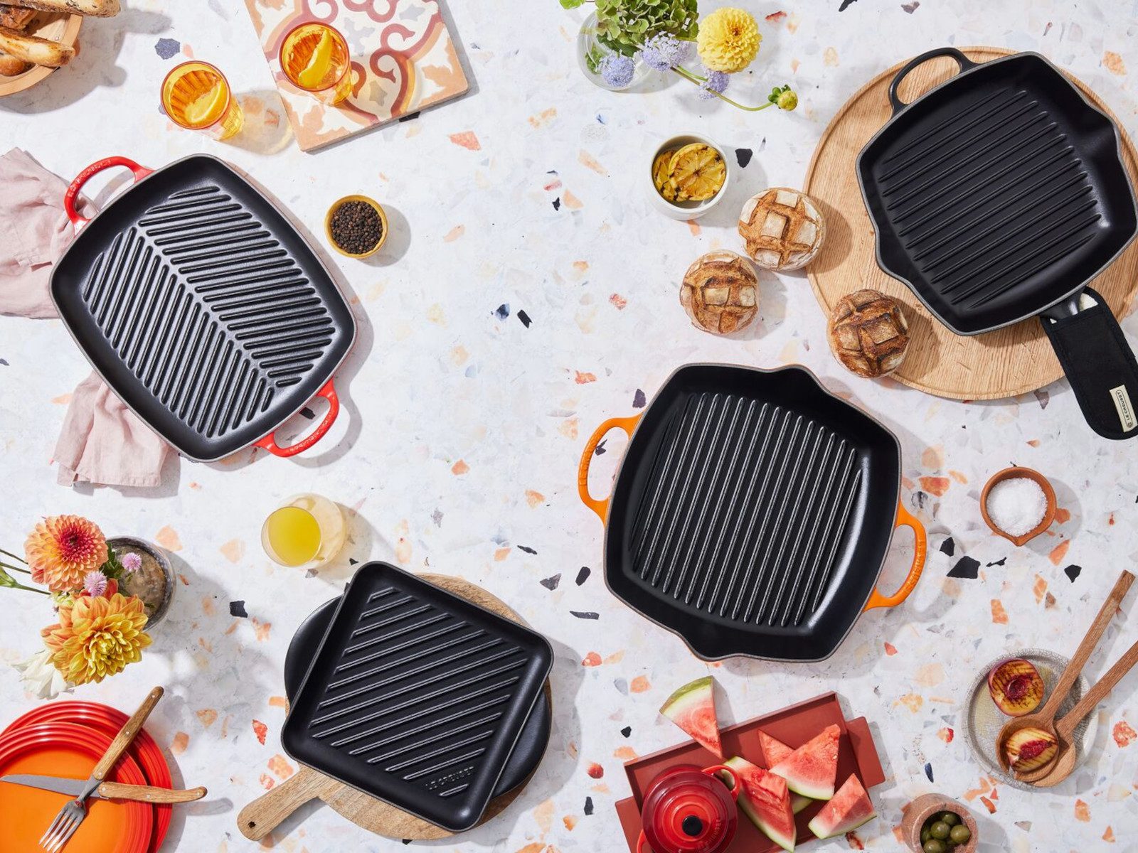 LE CREUSET Servierplatte Grillplatte Signature rechteckig bleu riviera 30cm, Emailliertes Gusseisen, (Grillplatten)
