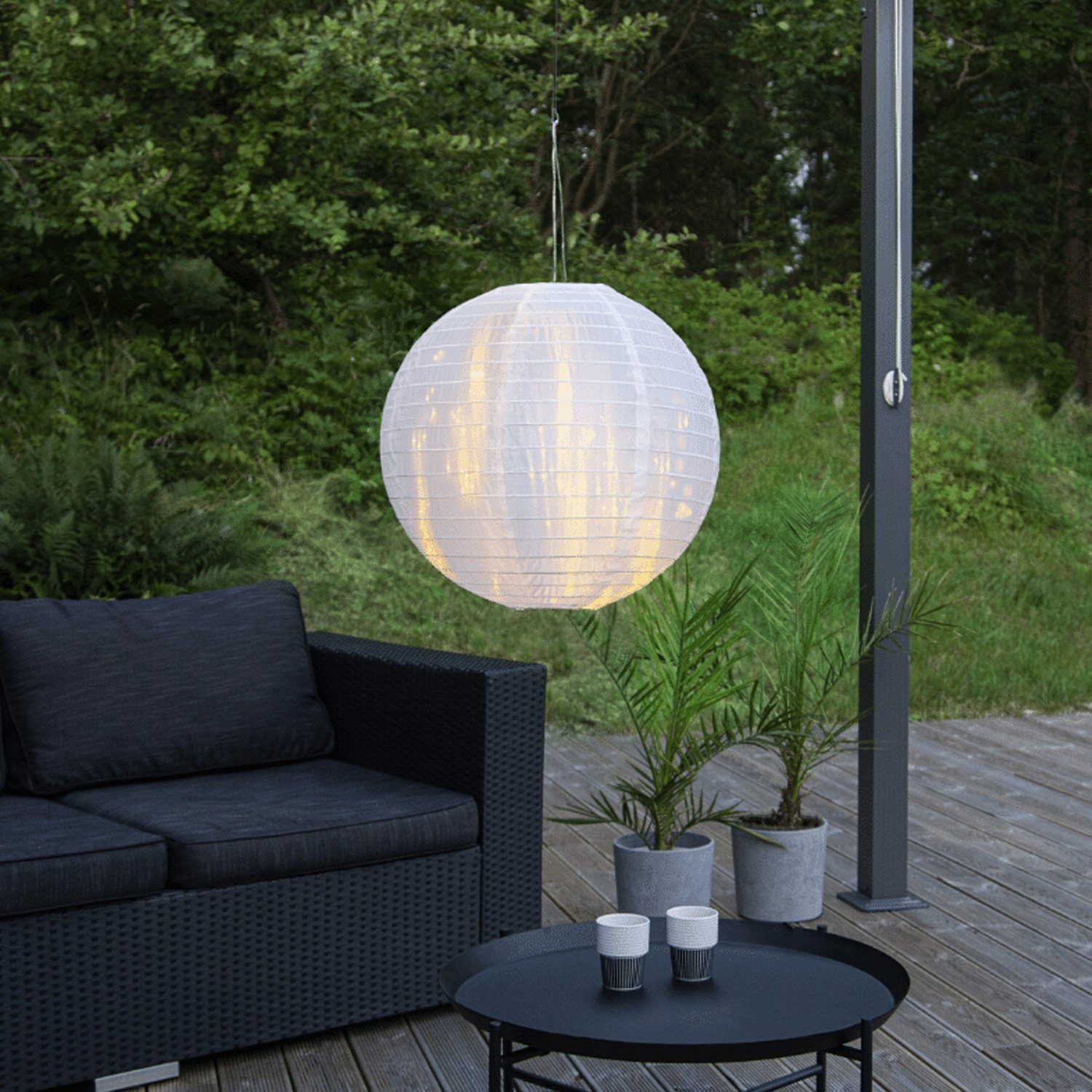 STAR TRADING LED Lampion Lampion Лампиschirm rund D: 40cm weiß für Hängefassungen für Außen