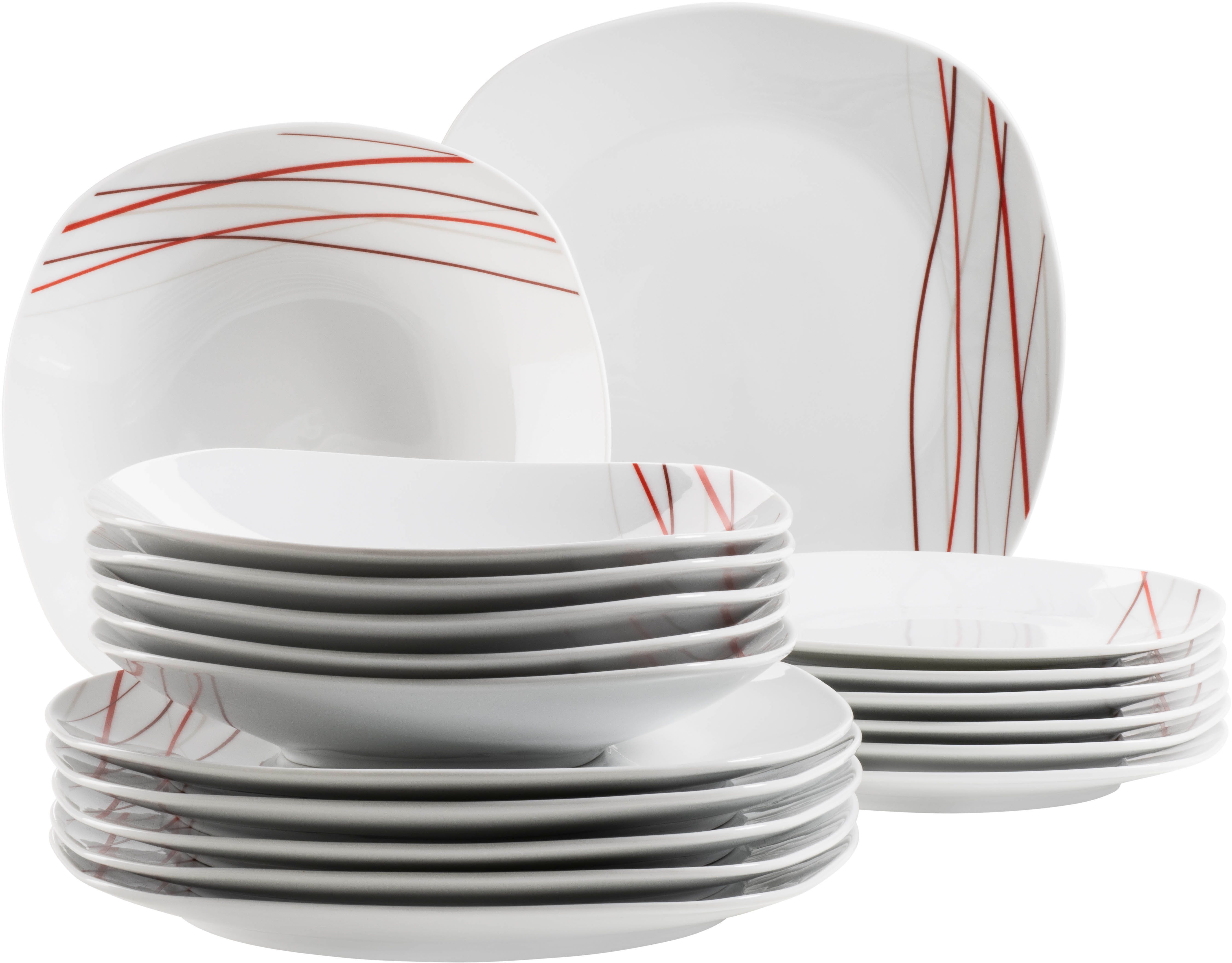 MÄSER Teller-Set SENCILLA, Geschirr Set, Porzellan (18-tlg), 6 Personen, Porzellan, Teller Set