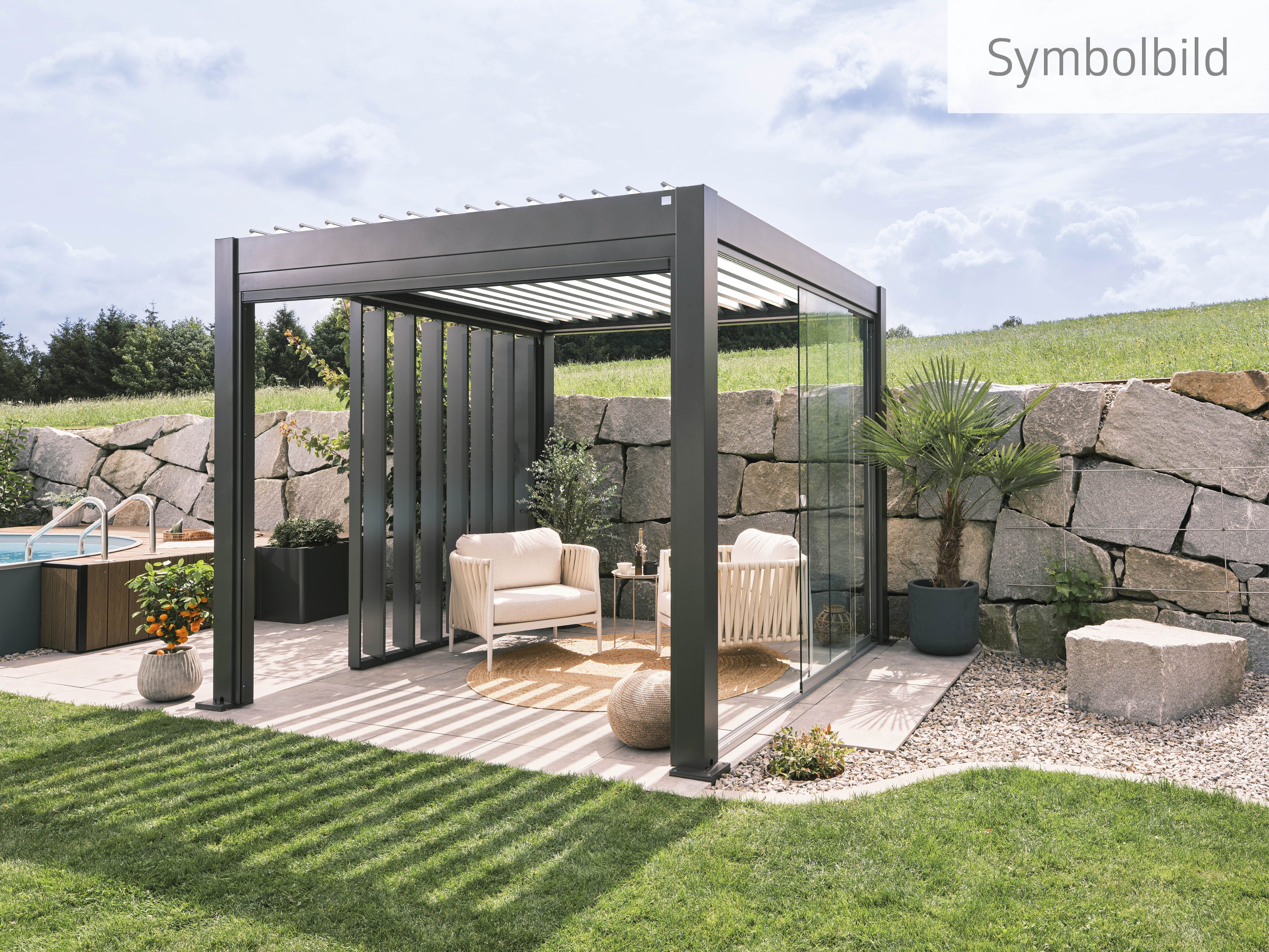 Biohort Pergola 4x3,5 m, verschiedene Farben, 404,5x367,5x264 cm, ausgezeichnet mit dem Red Dot Design Award