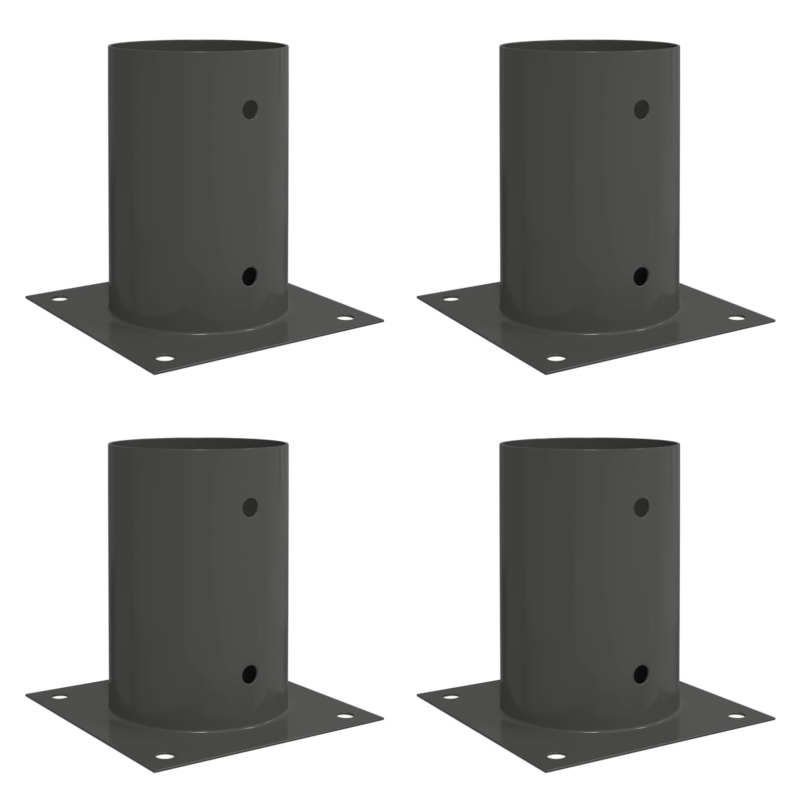 vidaXL Bodenanker runder Bodenanker 4 Stk. Anthrazit 15 x 15 x 15 cm Metall, (4-St)