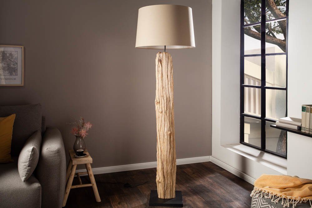 177cm Massivholz Stehlampe · · Maritim / Leuchtmittel, Wohnzimmer riess-ambiente Stehleuchte ohne natur, · · Handarbeit ROUSILIQUE beige