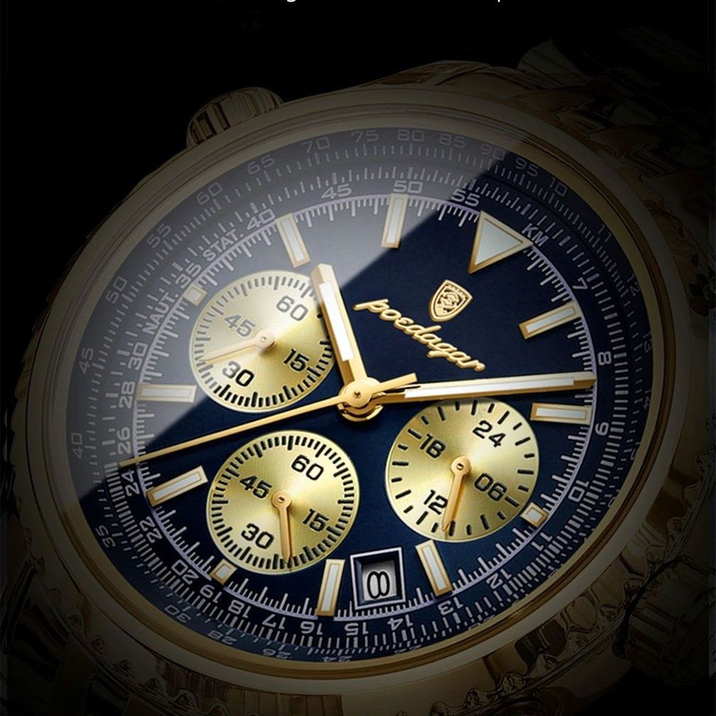 POEDAGAR Quarzuhr Poedagar Herren-Armbanduhr Chronograph Quarz Edelstahl 960