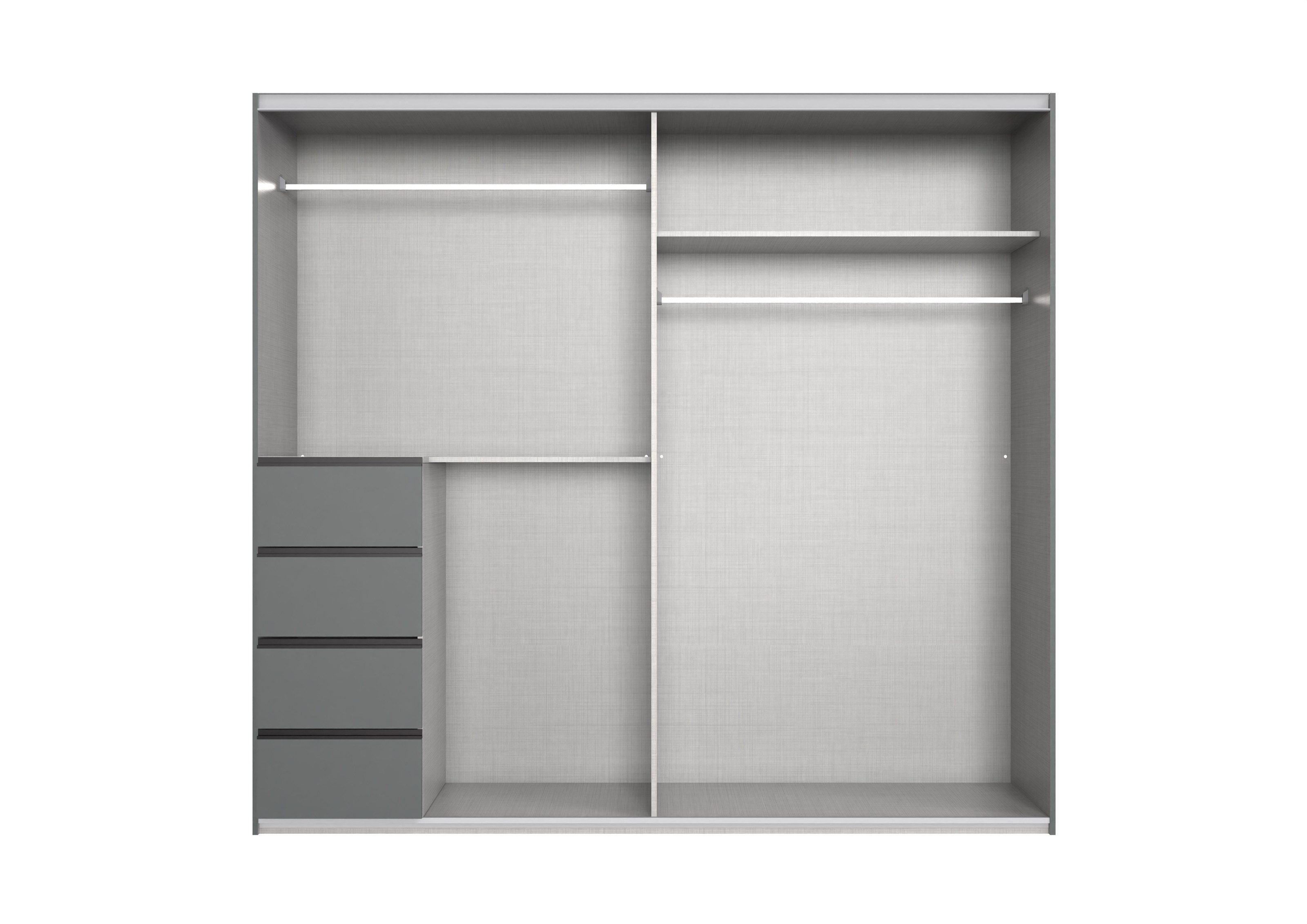 freiraum Schwebetürenschrank BALI in GRAPHIT / GLAS SCHWARZ - 225x208x64cm (BxHxT)
