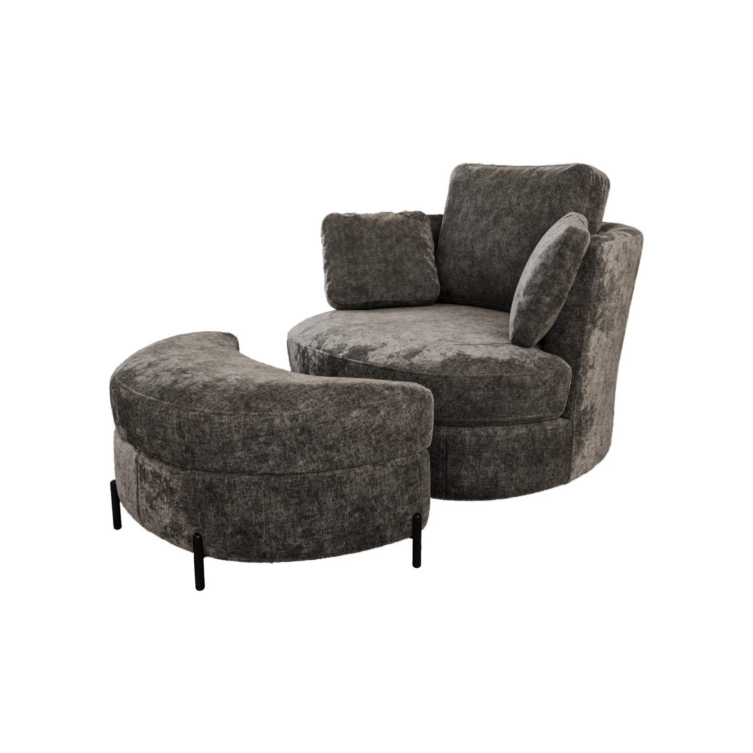 ANYSUN Relaxsessel Polstersessel, Lesesessel mit Stauraumhocker und Kissen., Chenille-Bezug, 360° drehbar, bis 160 kg belastbar.