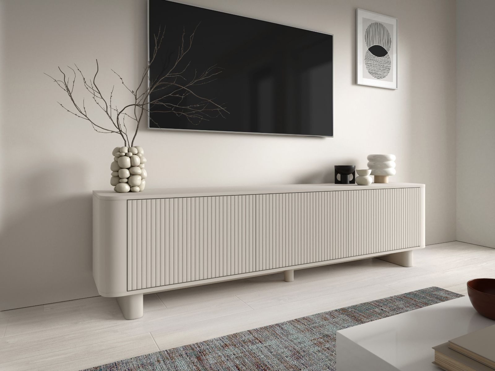 Compleo TV-Schrank modern und Japandi Design, Lowboard 200 cm breit MADE IN EU, TOPSELLER