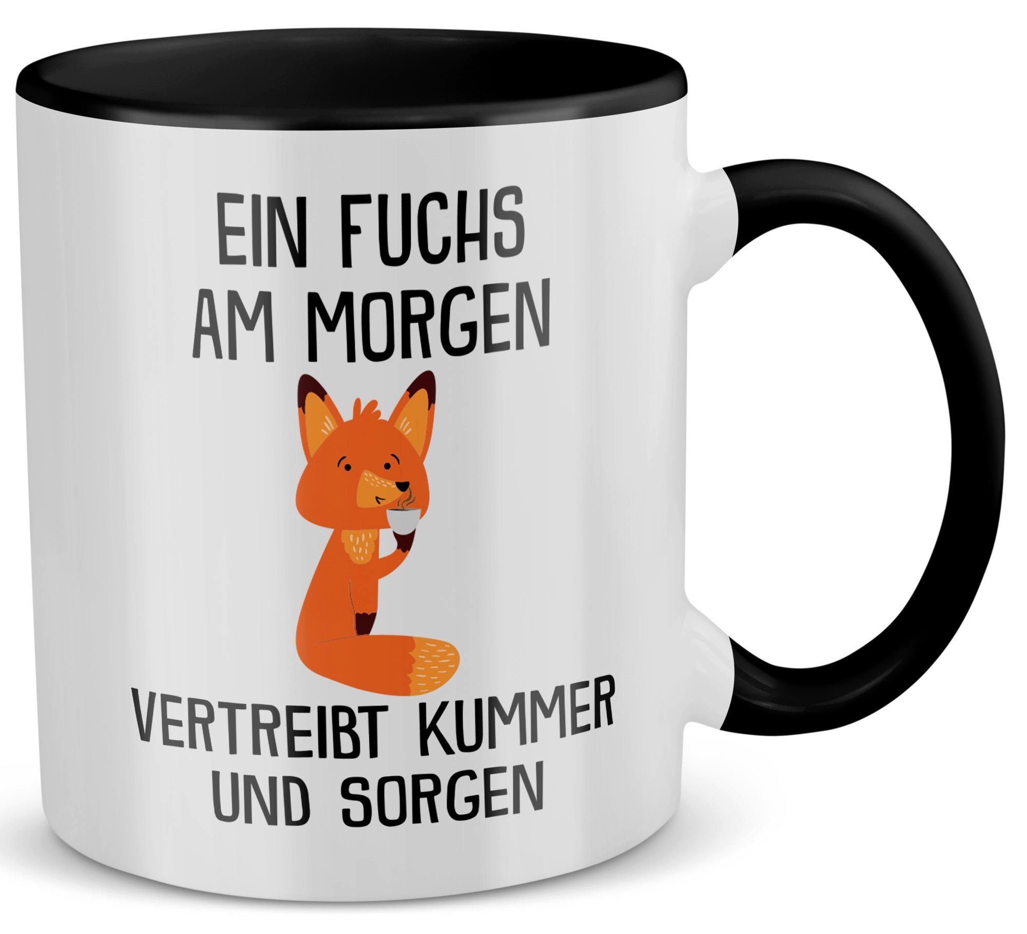 22Feels Tasse Fuchs Süßes Tier SpruchGeschenk Arbeitskollege Büro Humor Witzig, Keramik, Made in Germany, Spülmaschinenfest, Zweifarbig