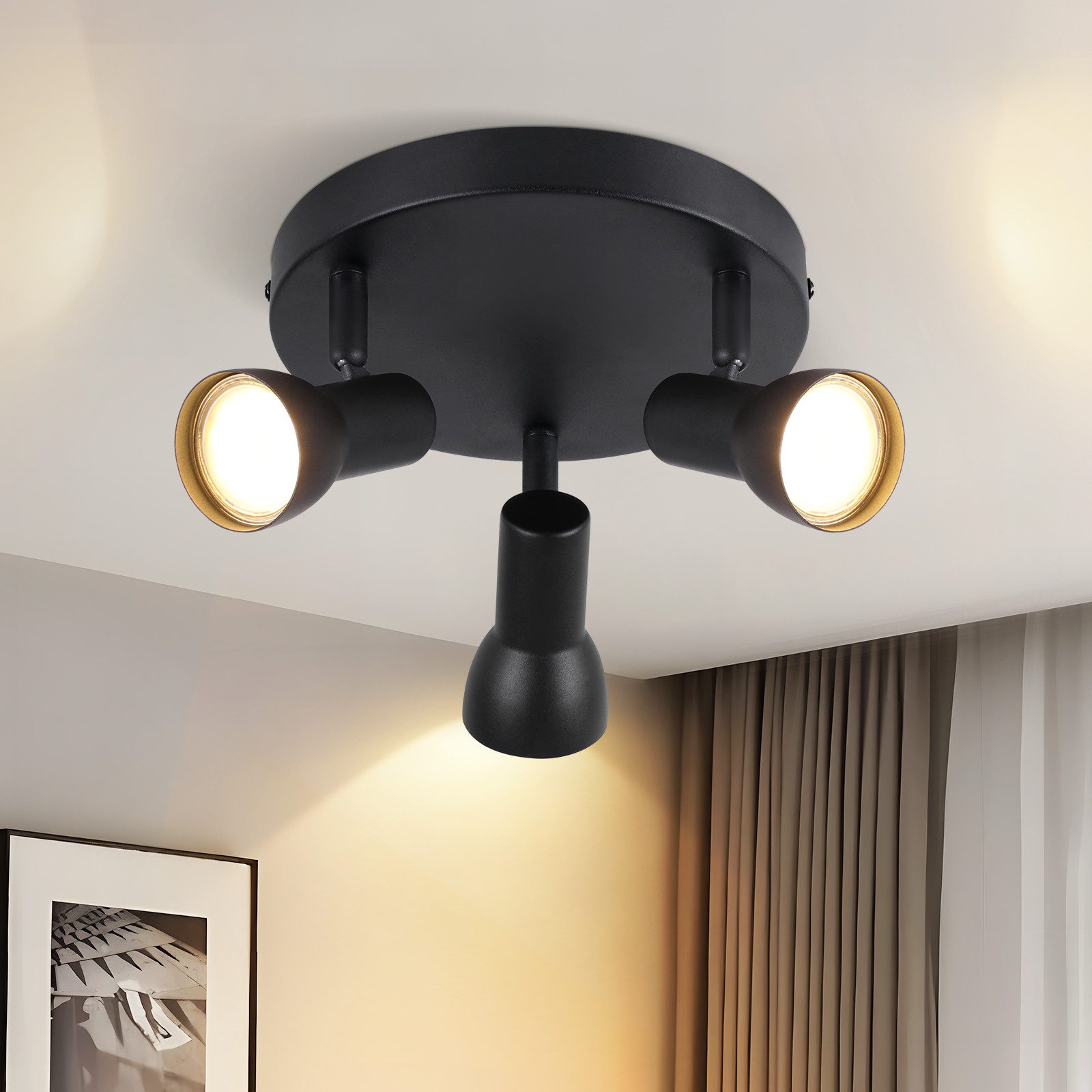 ZMH Deckenstrahler 2/3/4 Flammig-GU10 Deckenlampe 350° Drehbar für Wohnzimmer Küche, Einfache Installation, ohne Leuchtmittel, Modern Design Strahler Innen GU10 Deckenspots
