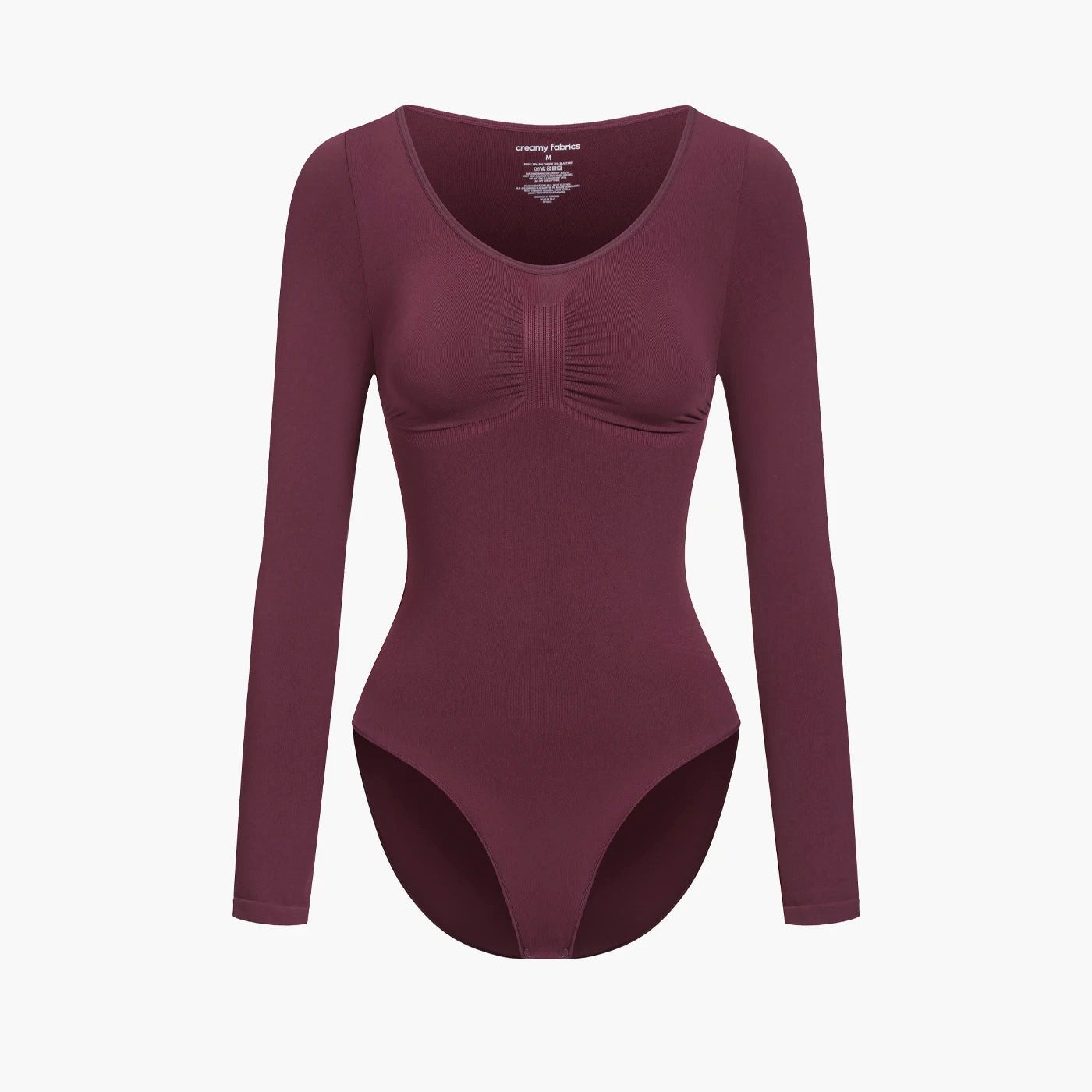 cfab (creamy fabrics) Miederbody Bodysuit Sculpting Shapewear Longsleeve mit Slip-Burgundy-2XL (1-tlg) Figurformend