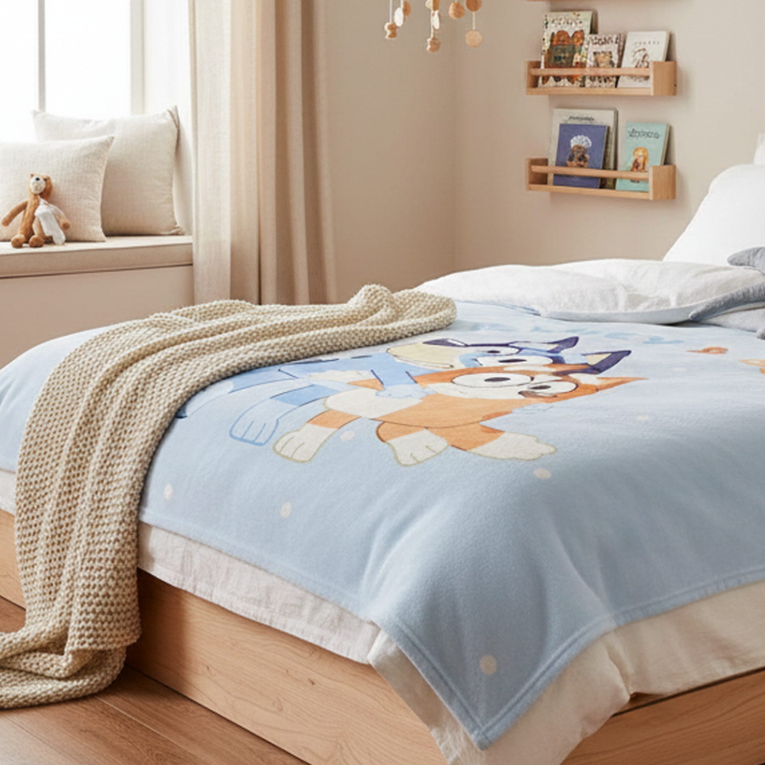 Kinderdecke Bluey & Bingo flauschige Kuscheldecke für Kinder mit Bluey Motiv, MTOnlinehandel, Superweiche Fleecedecke für gemütliche Kuschelmomente – Bild 2 von 5
