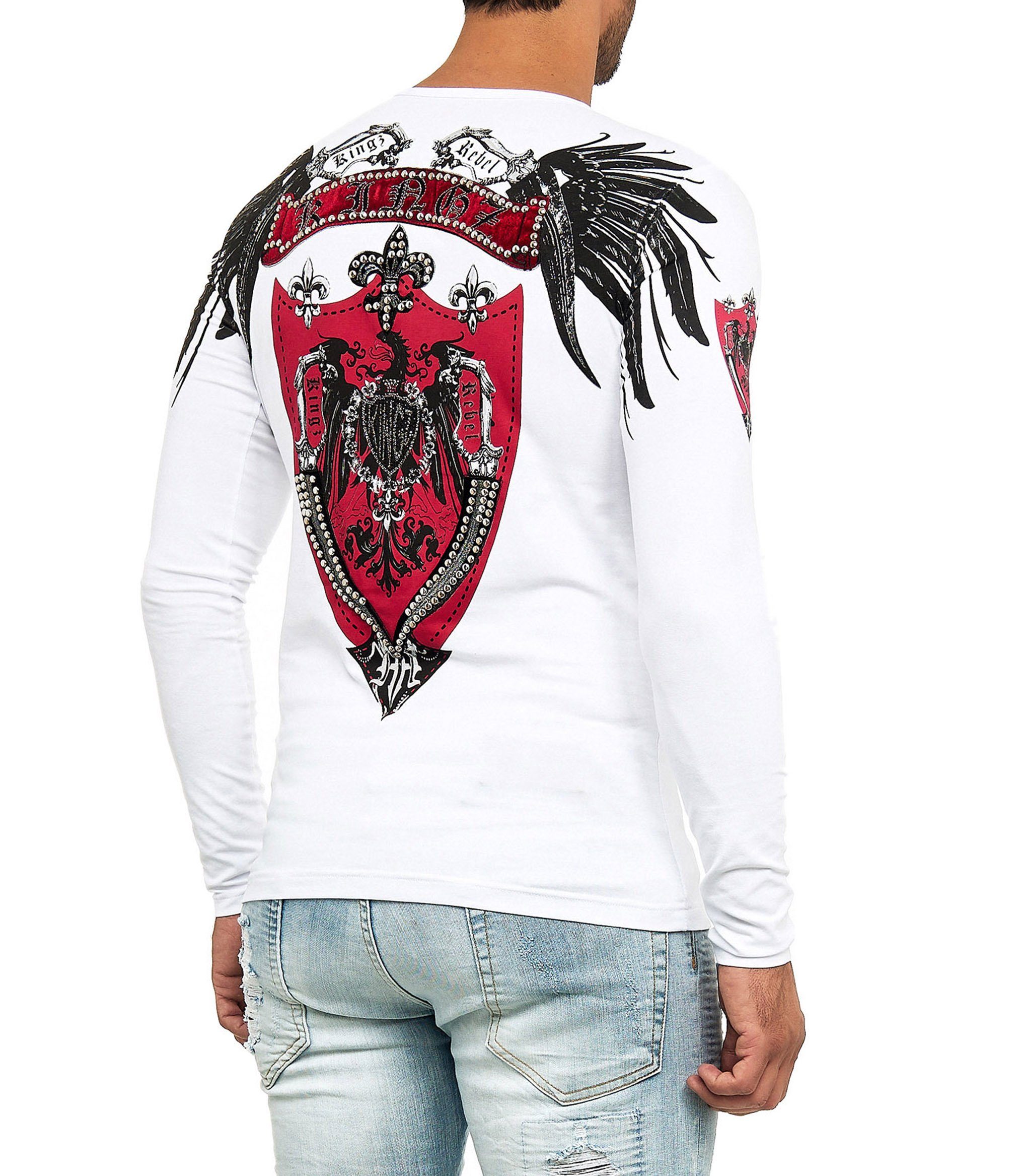 KINGZ Langarmshirt - mit Adler-Print der auf Rückenpartie