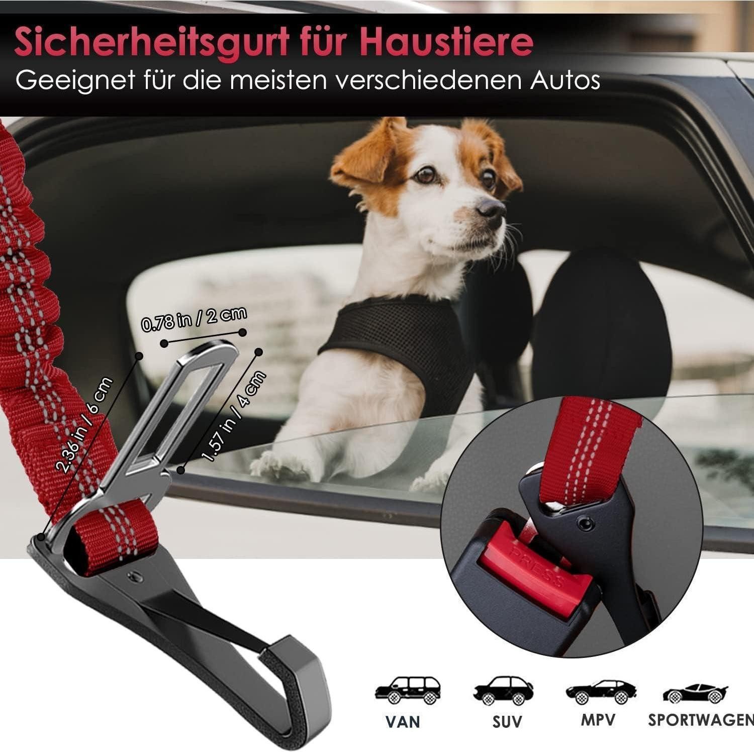 LuxusKollektion Autohundegeschirr Hundegurt Anschnallgurt Auto Ruckdämpfung 70CM Rot