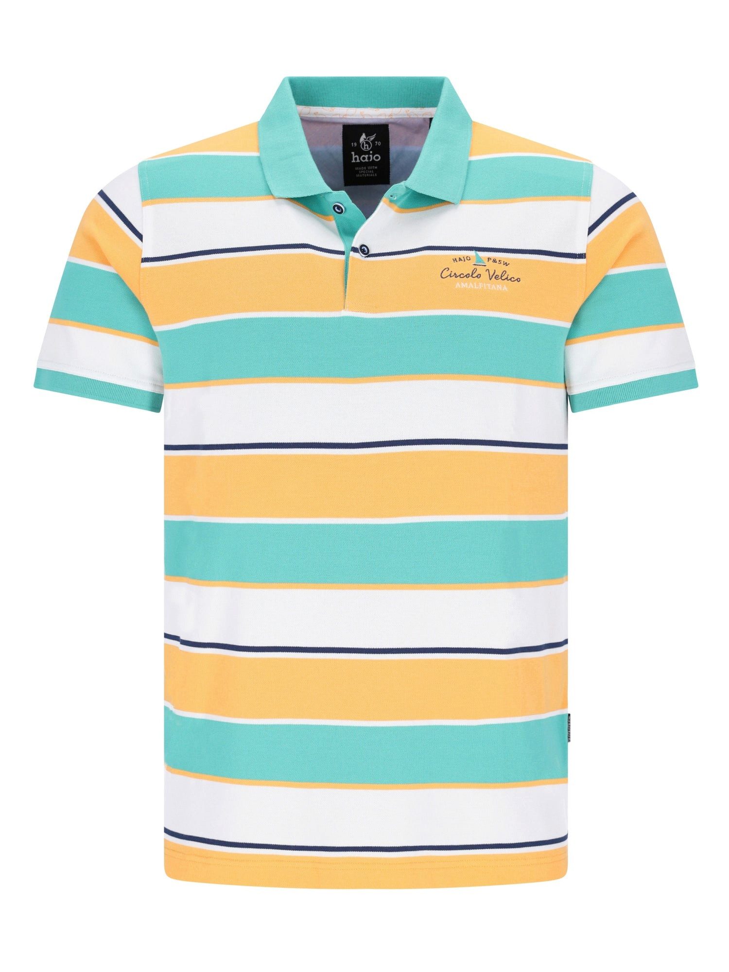 Hajo Poloshirt Pikee-Polo in garngefärbtem Blockringeldessin allover - stay fresh-Qua