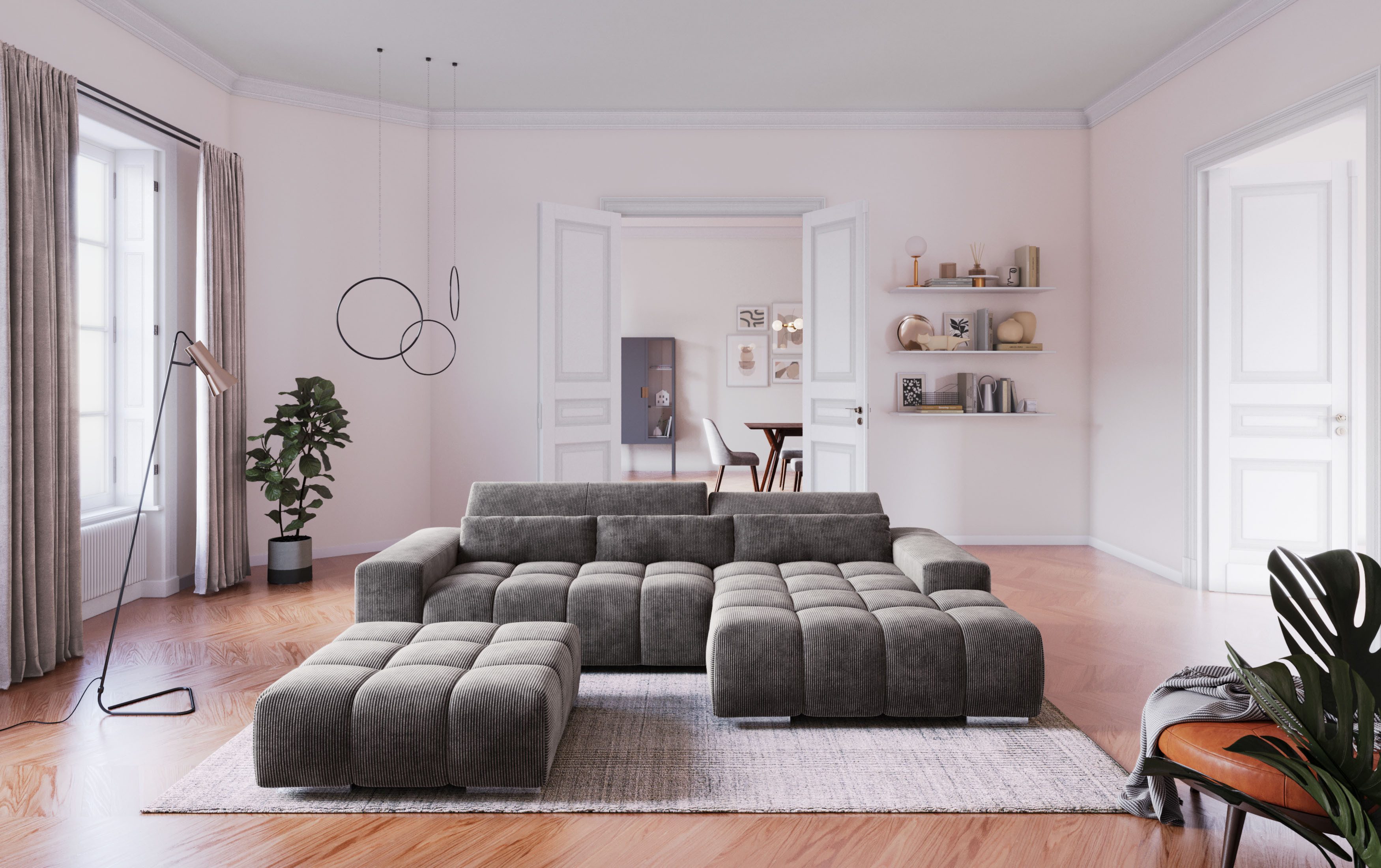 COTTA Ecksofa Orion L-Form, mit 2x Kopfteilverstellung & 3 Nierenkissen
