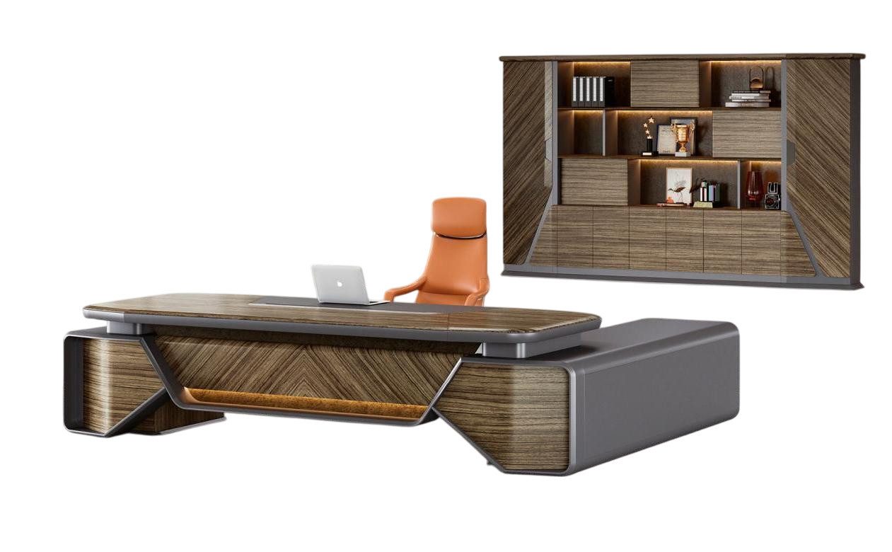 Büromöbel-Set Zeitgemäße Büroeinrichtung Eleganter Schreibtisch Holz Aktenschrank
