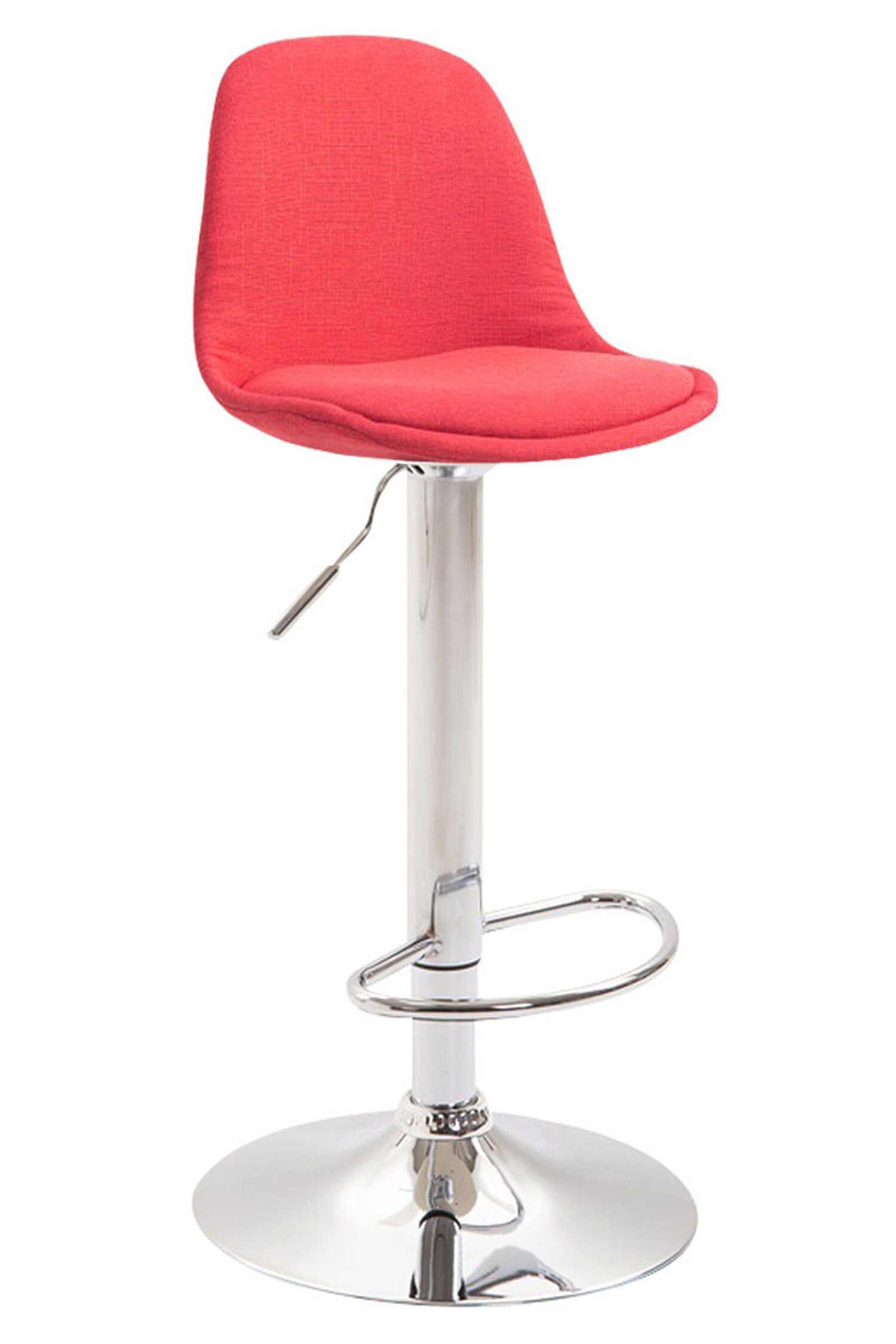 TPFLiving Rot - drehbar Sitzfläche: Stoff Küche chrom Theke Barhocker Kilian - mit für und Fußstütze & Hocker (Barstuhl Metall und 360° bequemer angenehmer Gestell höhenverstellbar), Rückenlehne