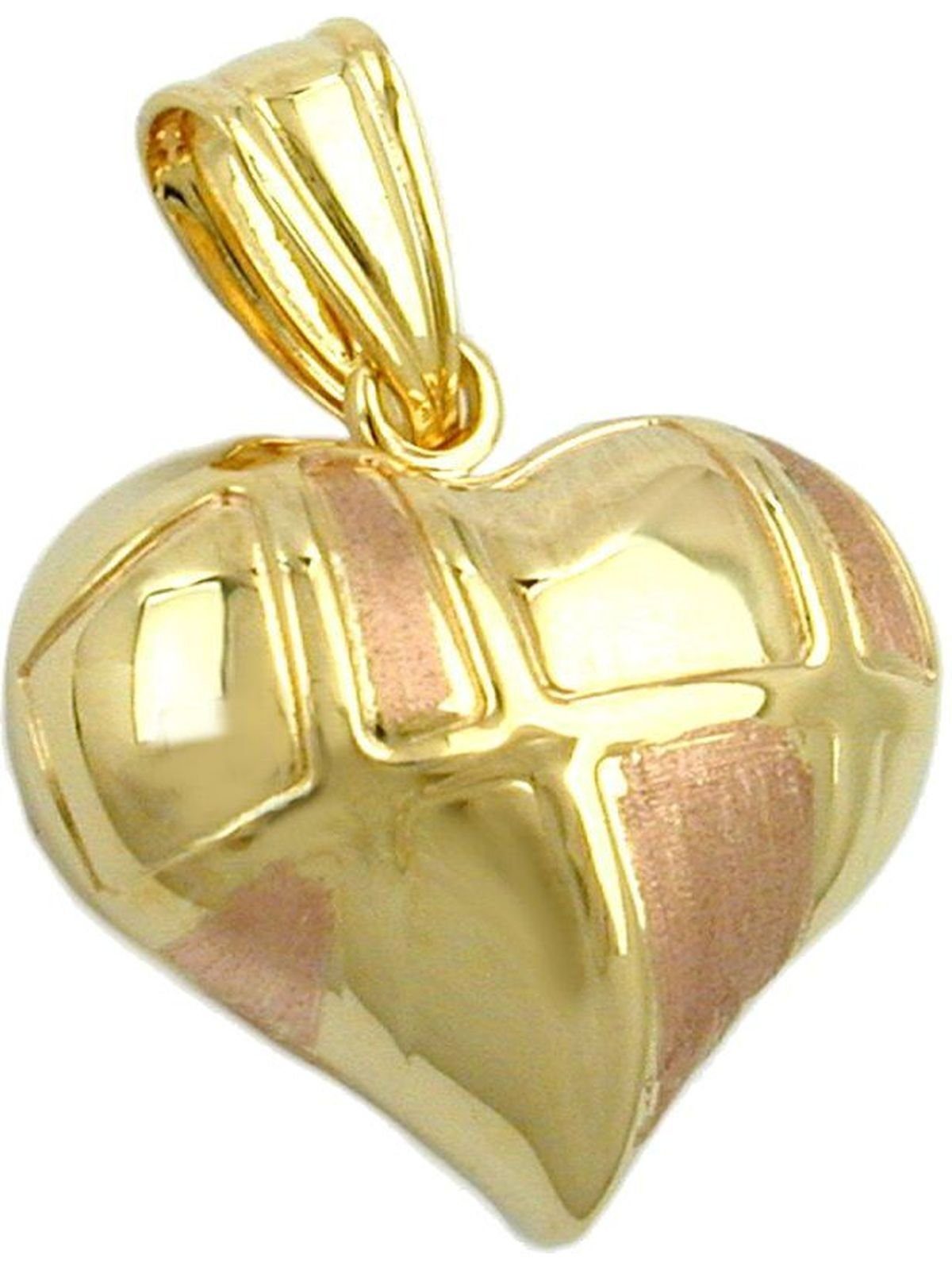 9Kt (Anhänger, 1-tlg) mit Rotgold Gallay 15x16mm GOLD bicolor Anhänger Herzanhänger Herz