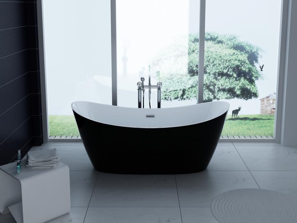 PureHaven Badewanne freistehende Acryl-Badewanne 170x80 cm elegant inkl. Siphon