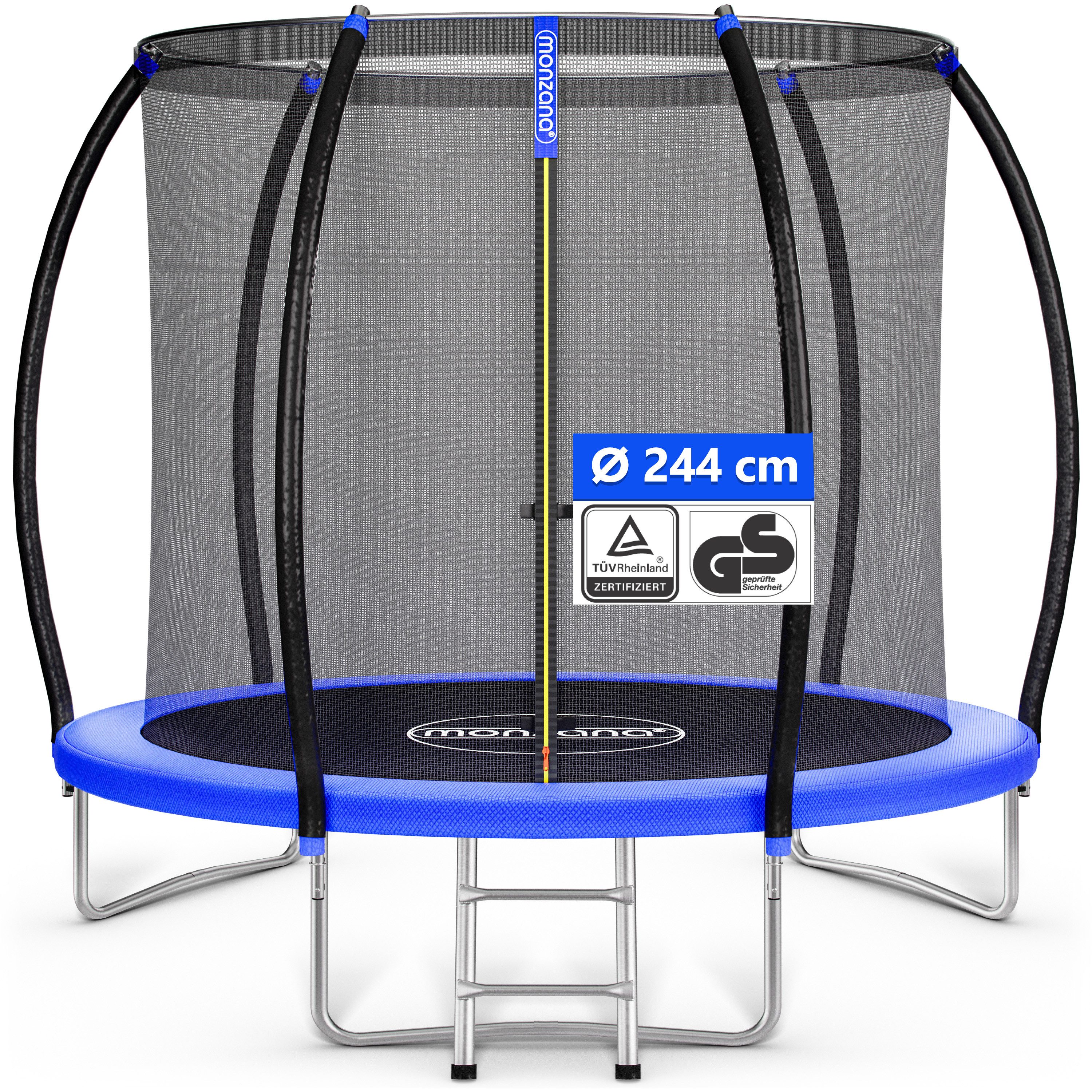 monzana Gartentrampolin, Ø 244 cm, (3 tlg), Ø 244 cm TÜV Rheinland GS Zertifiziert Komplettset