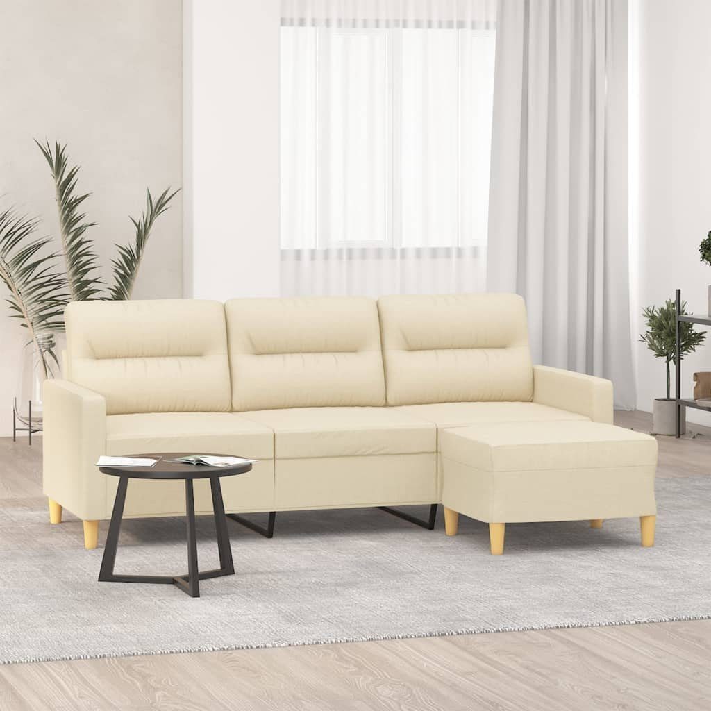 Ecksofa, DOTMALL Creme mit Rahmen Gruppe stabiler 3-Sitzer-Sofa Hocker,Robuster Sofa und