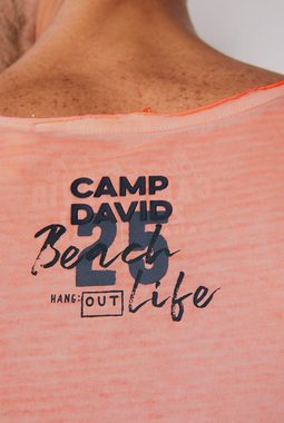 CAMP DAVID Tanktop mit offenen Kanten an den Ausschnitten