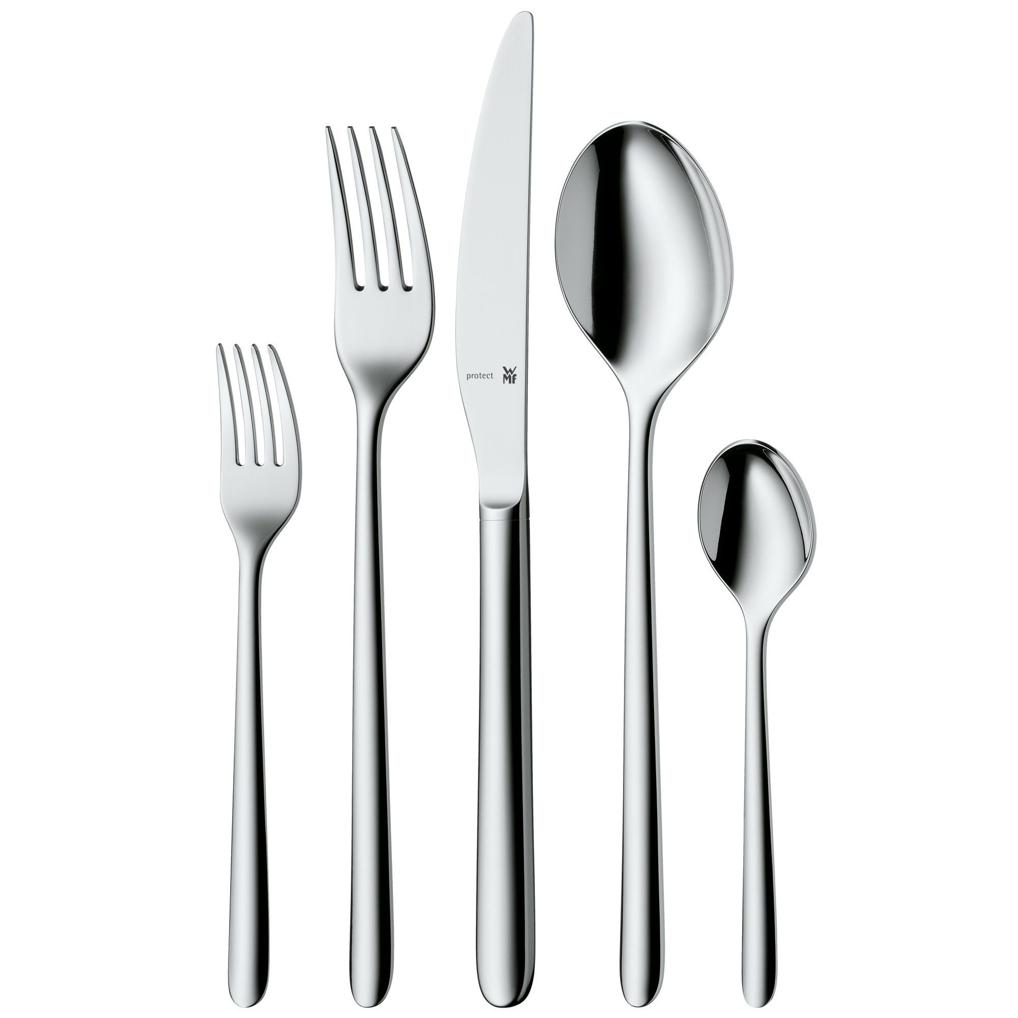 WMF Besteck-Set Flame Plus Besteck-Set, 30-teilig, Cromargan protect® (30-tlg), 6 Personen, Cromargan protect