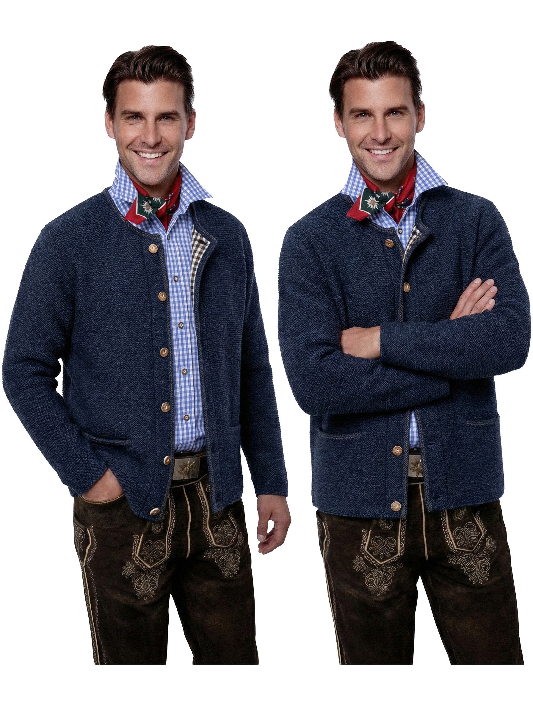 Moschen-Bayern Trachtenstrickjacke Trachtenjacke Herren Trachtenstrickjacke Trachtenjanker Strickjacke mit Knopfleiste