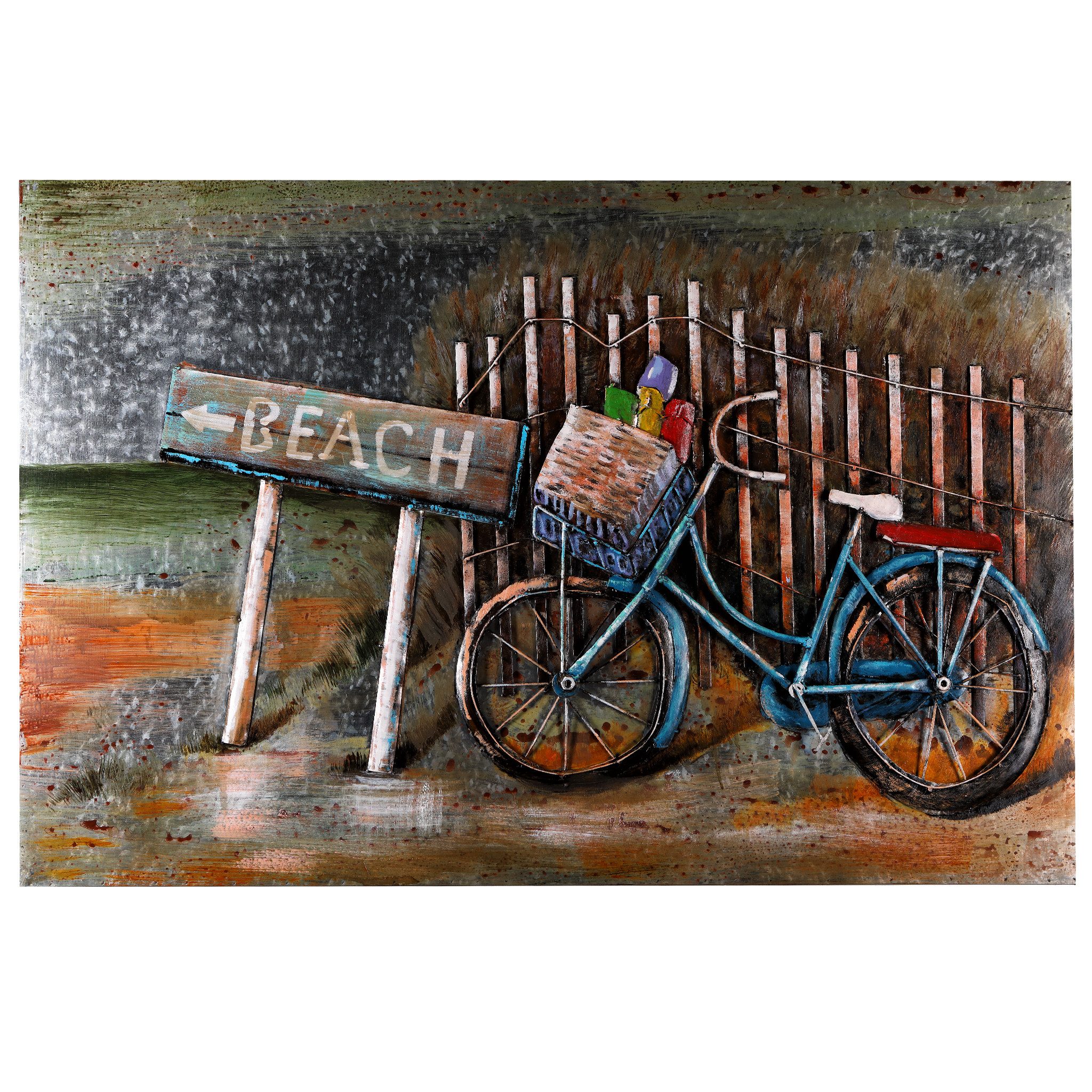 Home4Living Metallbild Wandbild Relief "Let's go to the Beach" handgefertigt, go to the Beach, 3D-Effekt
