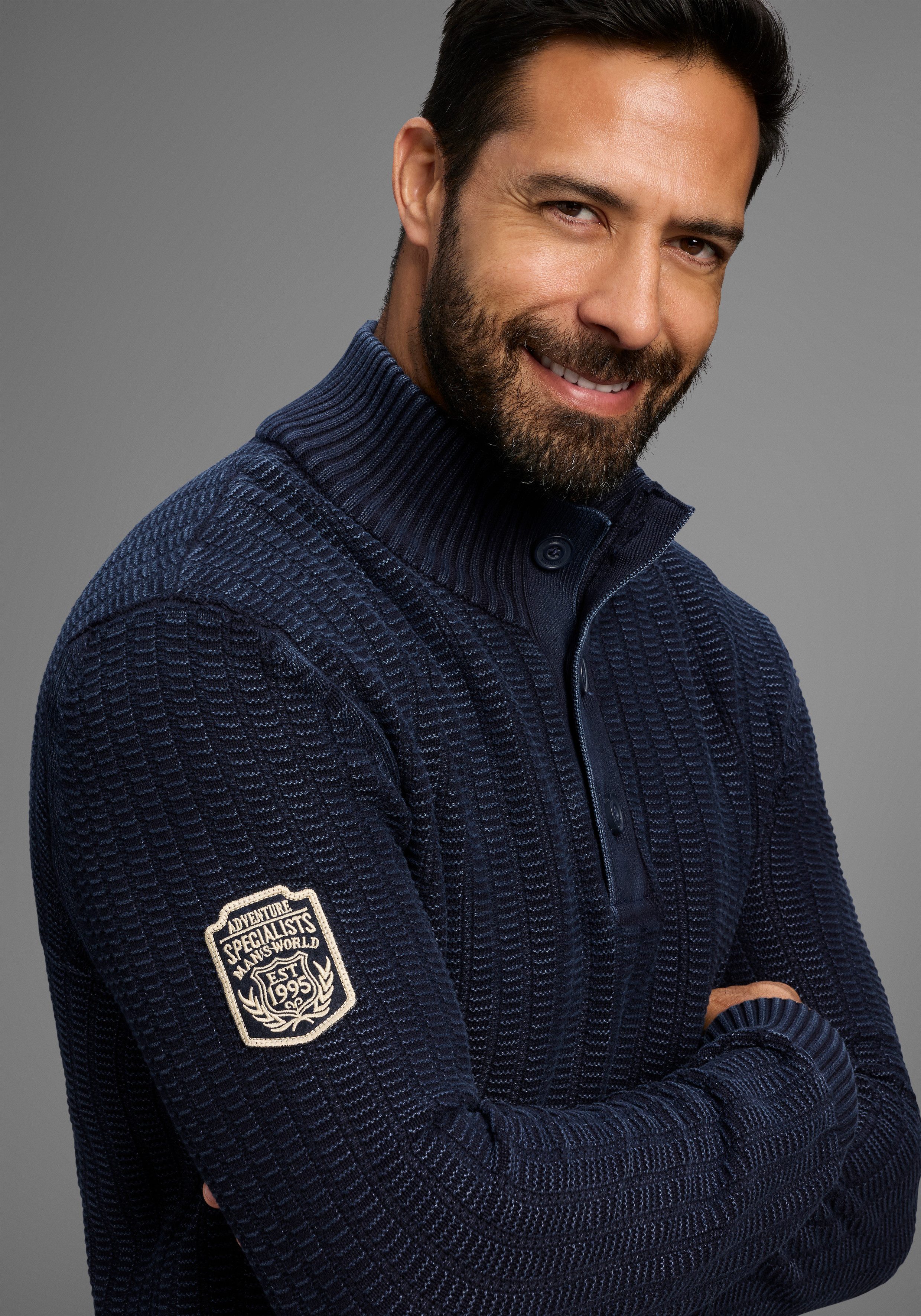 Man's World Troyer Bis Größe 5 XL mit Ärmelbadge günstig online kaufen