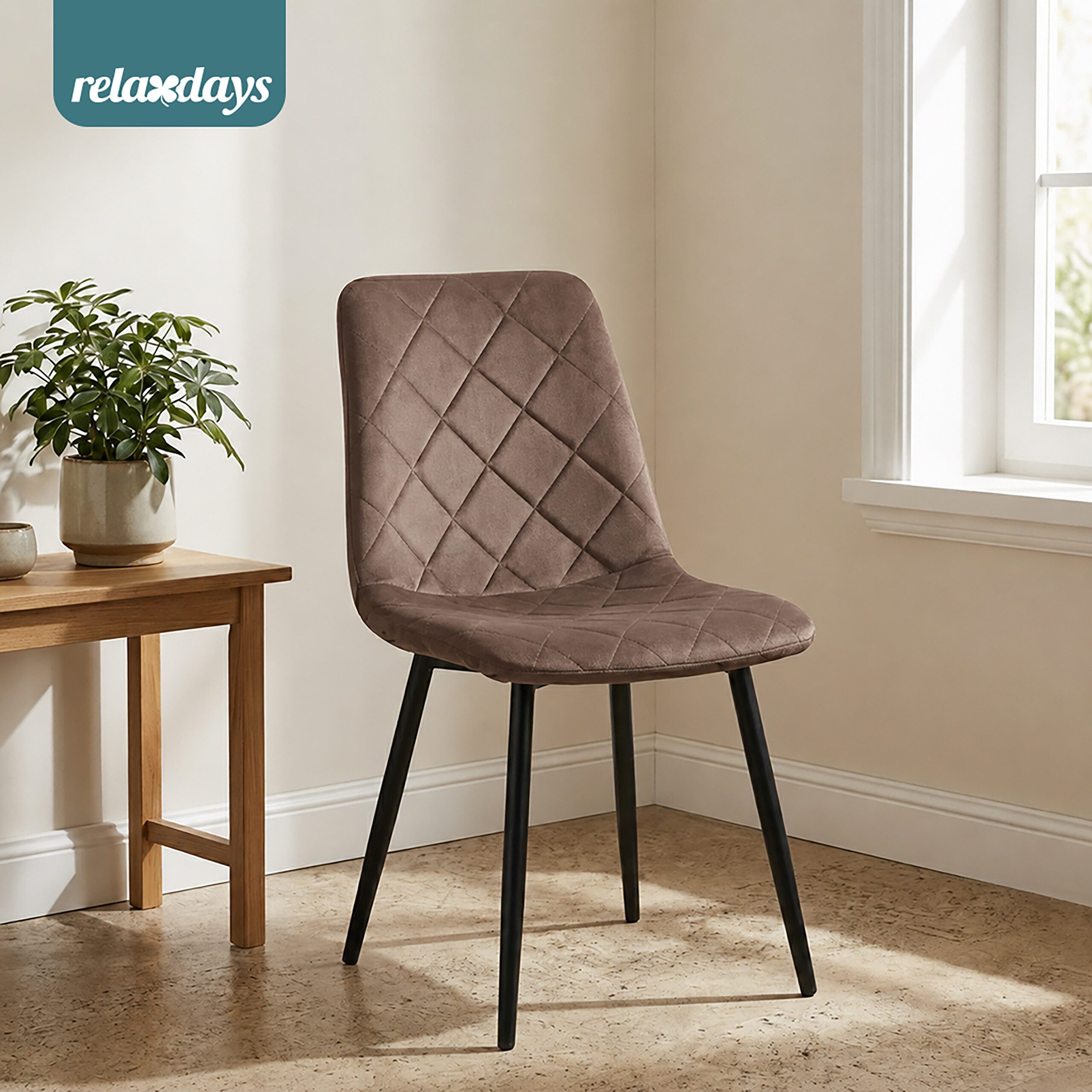 relaxdays Esszimmerstuhl Samt Esszimmerstuhl Set (2 St), braun, 2er-Pack – Bild 5 von 5