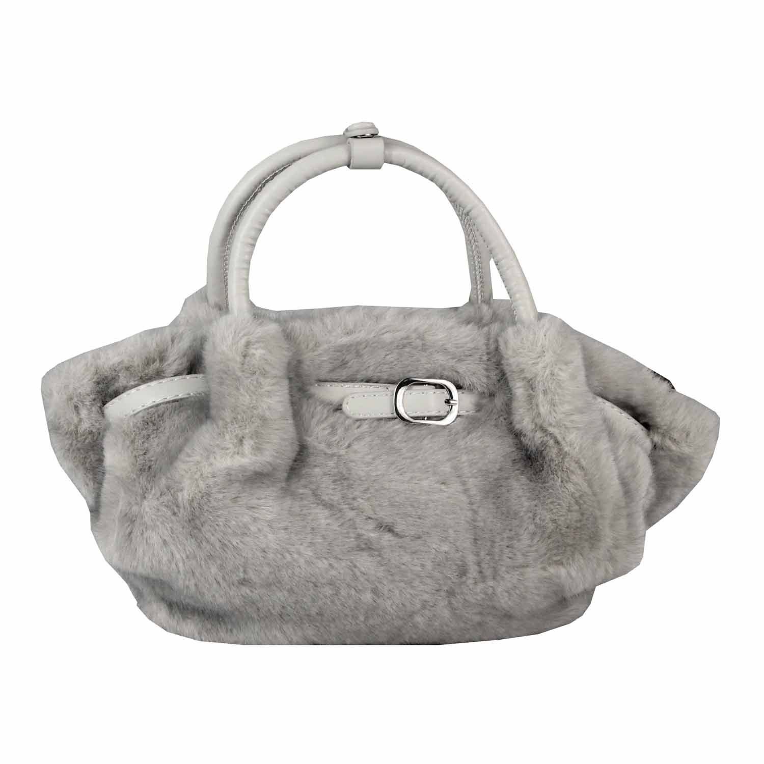 ITALYSHOP24 Schultertasche DAMEN TASCHE PELZTASCHE Tote Bag Umhängetasche Mini Bag Felltasche, Felltasche Crossbody Damentasche Teddytasche CrossOver Freizeit Plüsch