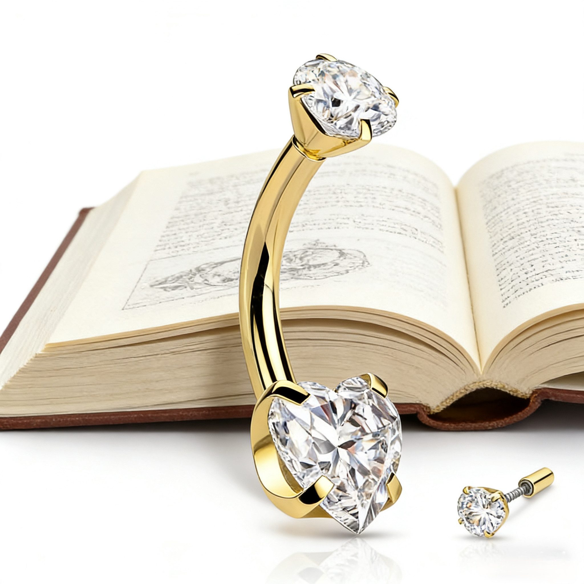 Jumpeak Bauchnabelpiercing 585er Gold-Bauchnabelpiercing, labordiamant, 0,5 Karat, herzförmig, Individuelle Geschenke, geschenk ideen für frau, geschenk trauzeugin