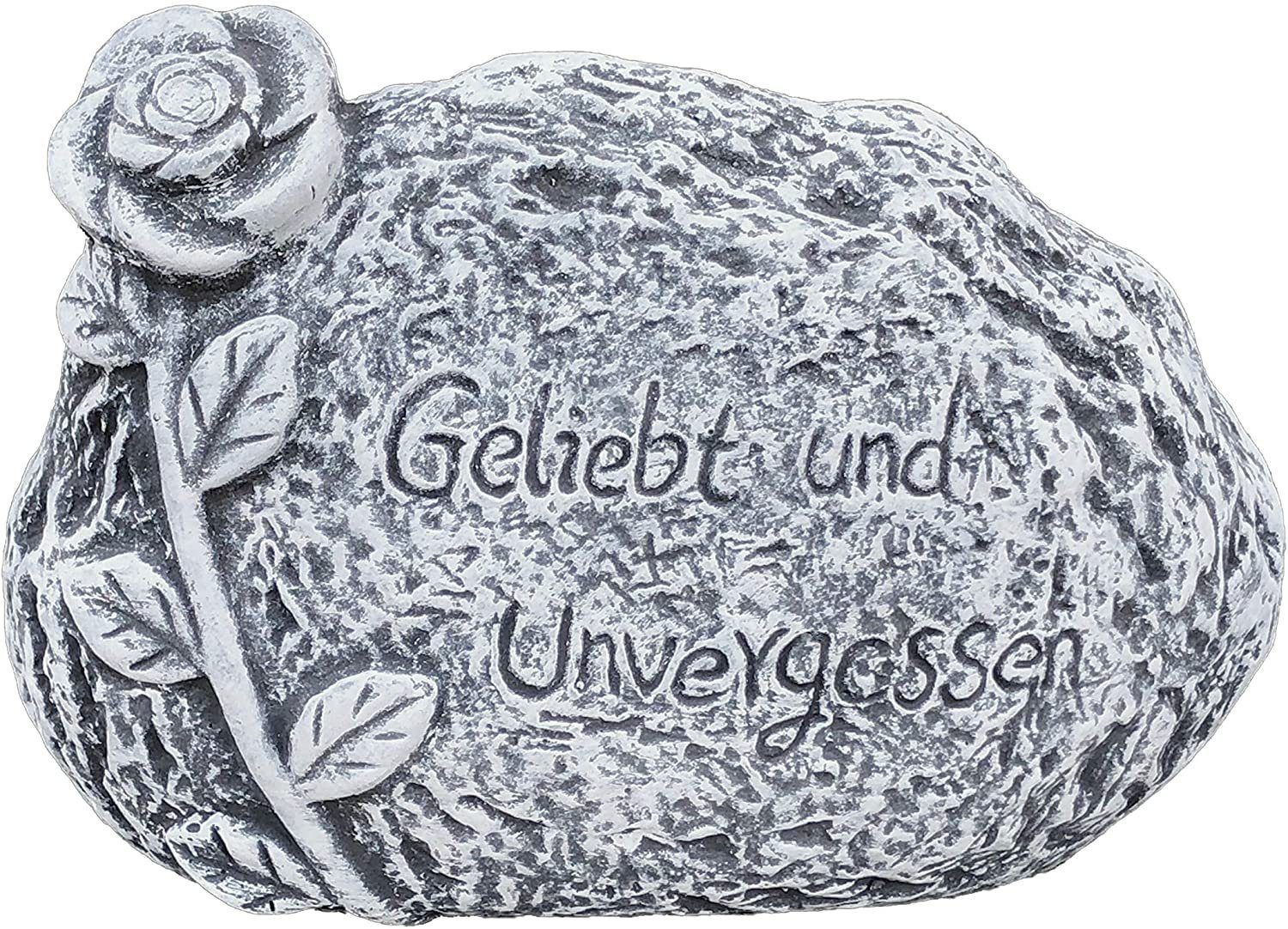 Stone and Style Gartenfigur Grabschmuck Grabstein "Geliebt und unvergessen" frostfest Steinfigur