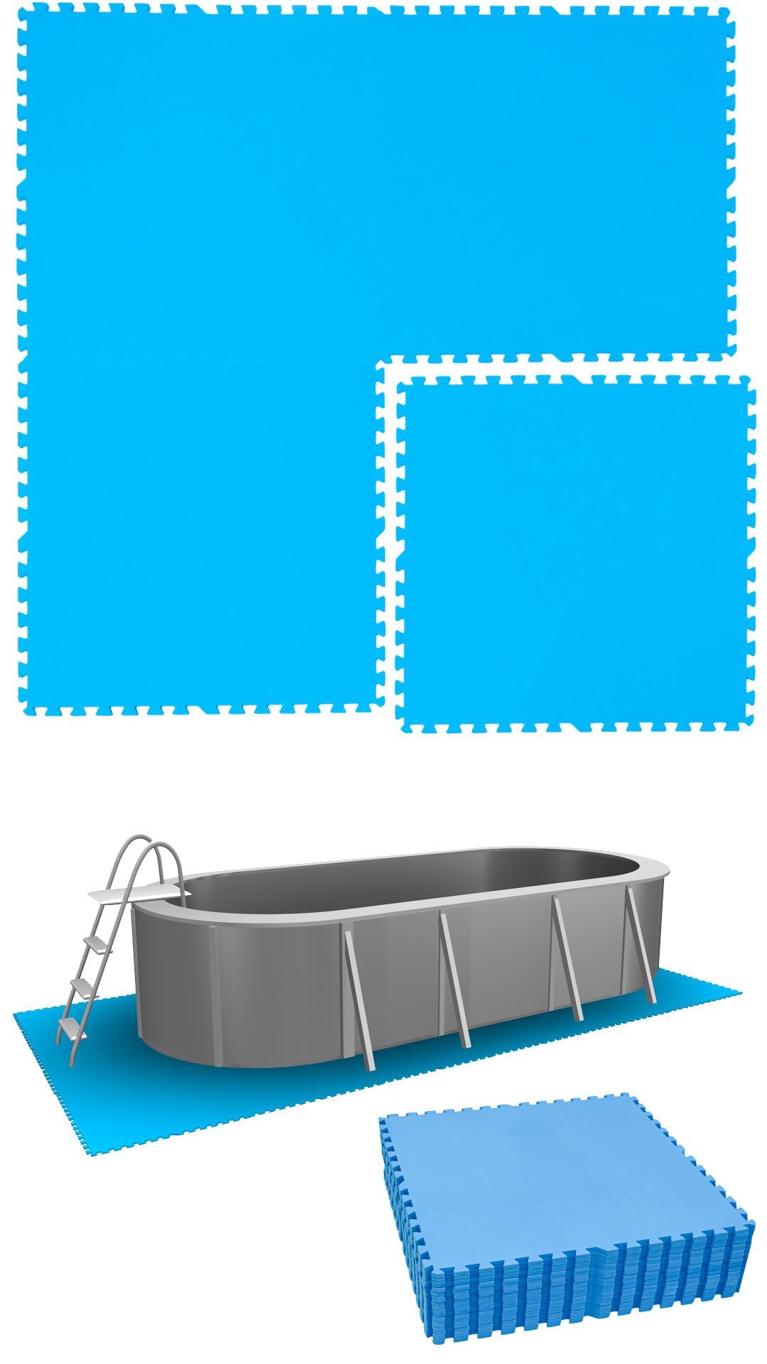 eyepower Bodenmatte 12,6 m² Poolunterlage 20 EVA Matten 81x81 Pool, erweiterbares Stecksystem Blau