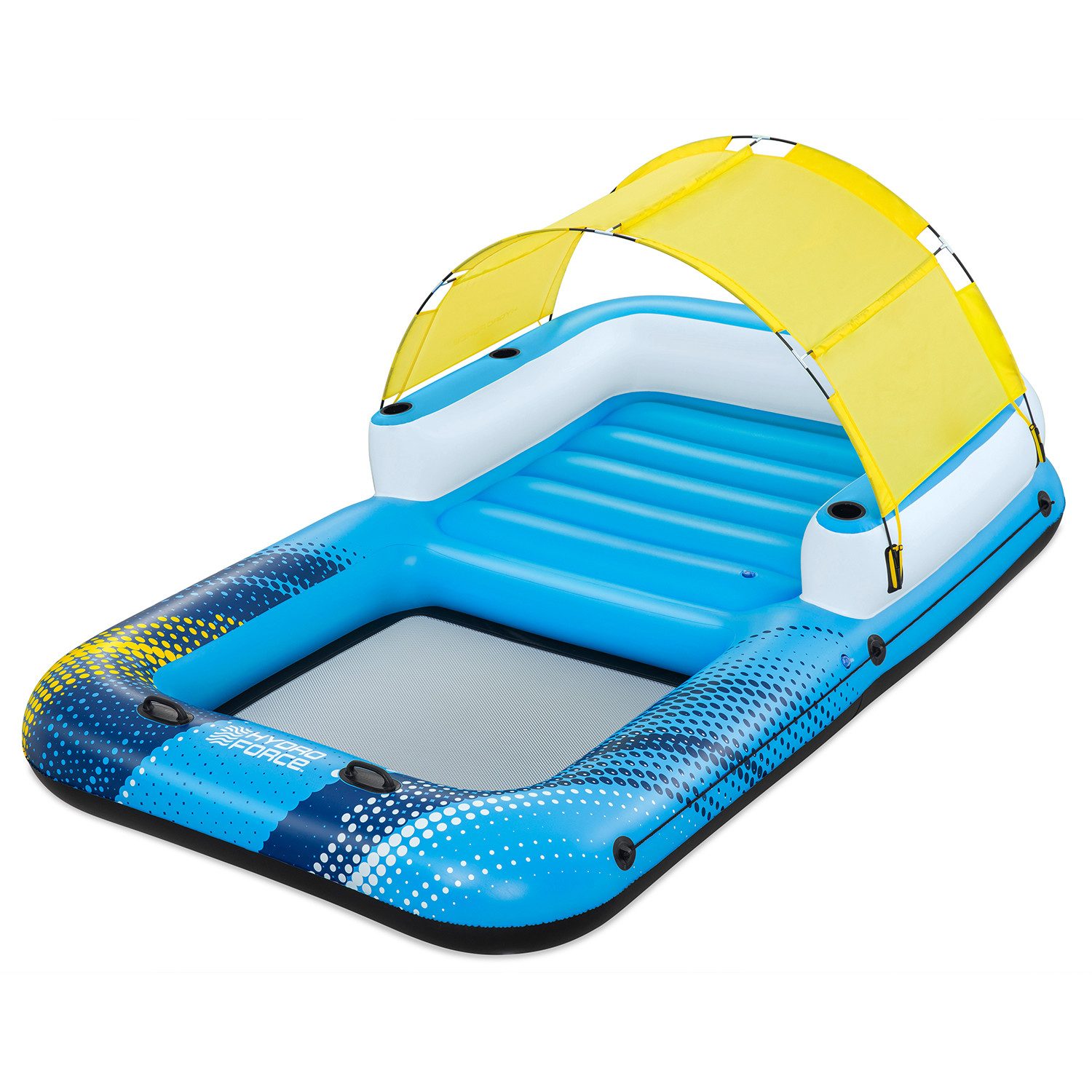 Bestway Badeinsel Hydro Force® Summer Oasis™, (Packung, 1-St., Inkl. Getränkehalter, Abnehmbares Sonnenschutzdach), 305 x 186 x 58 cm