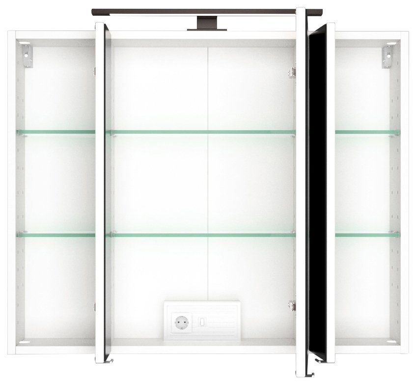 HELD MÖBEL Spiegelschrank Luena dank 3D-Effekt, 80 cm, Spiegeltüren mit Breite drei