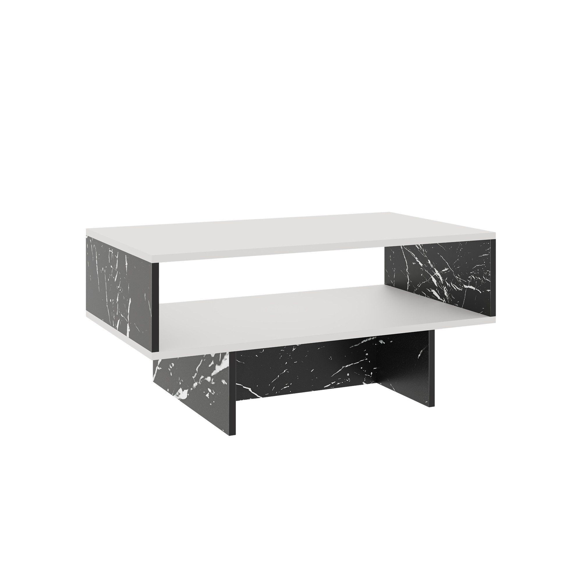 en.casa Couchtisch, »Mjölby« Sofatisch rechteckig Beistelltisch Weiß/Marmor günstig online kaufen