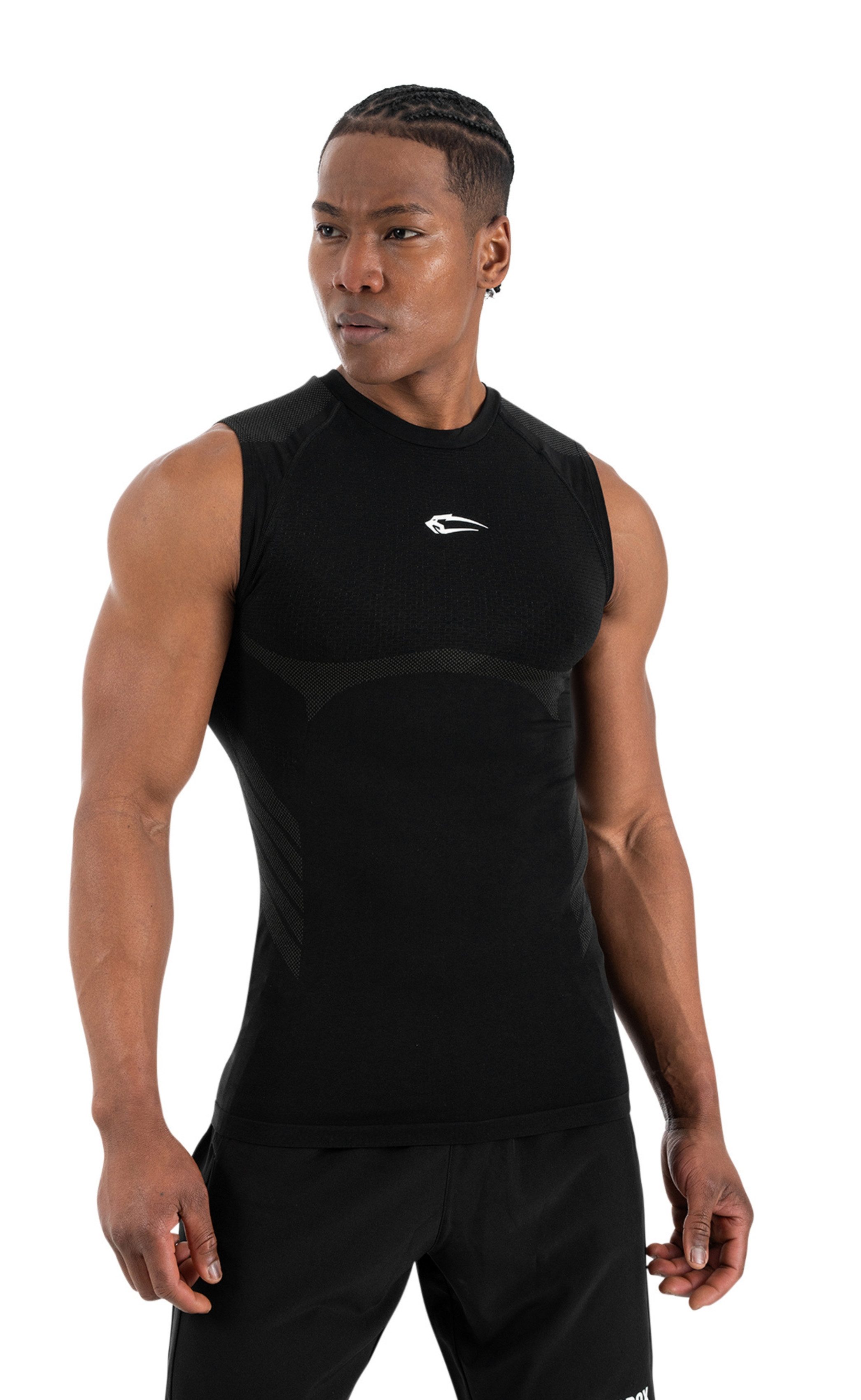 Smilodox Tanktop Carnos, Compression Tank Herren, Gym Shirt Seamless, Fitness Enganliegend, Seamless, Body-Mapping, atmungsaktiv, Stretch