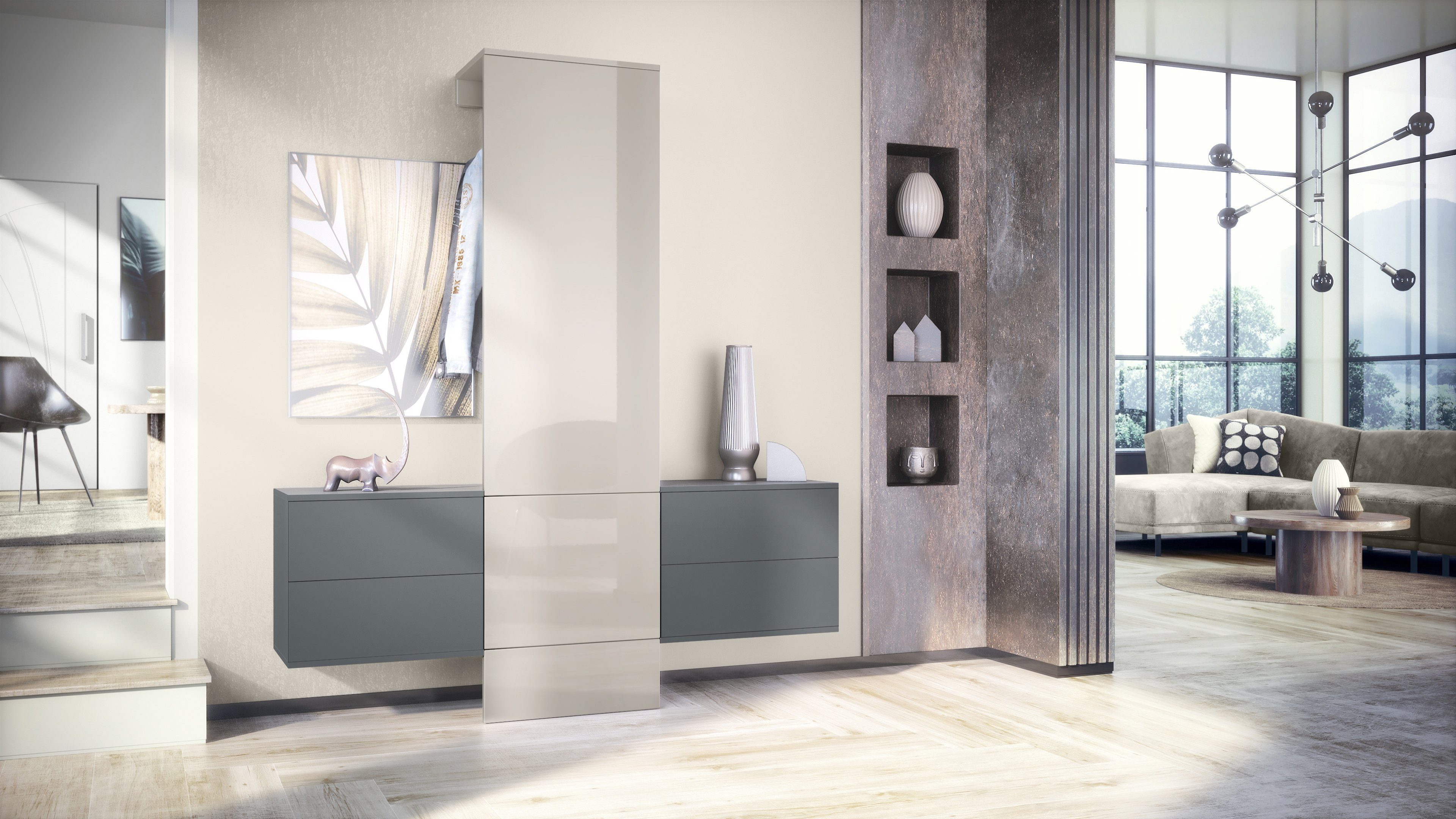 Vladon Garderoben-Set Carlton Set 3, (Wandgarderobe bestehend aus, 1 Paneel günstig online kaufen