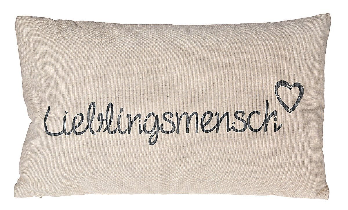 G.Wurm GmbH Декоративные подушки Zierpolster Lieblingsmensch mit Herz und Zipp, beige, B 50 cm, Kissenhülle mit Füllung, 1 Stück