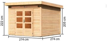 Karibu Gartenhaus "Ammersee 4" rundum terragrau, BxT: 274x274 cm, aus hochwertiger nordischer Fichte