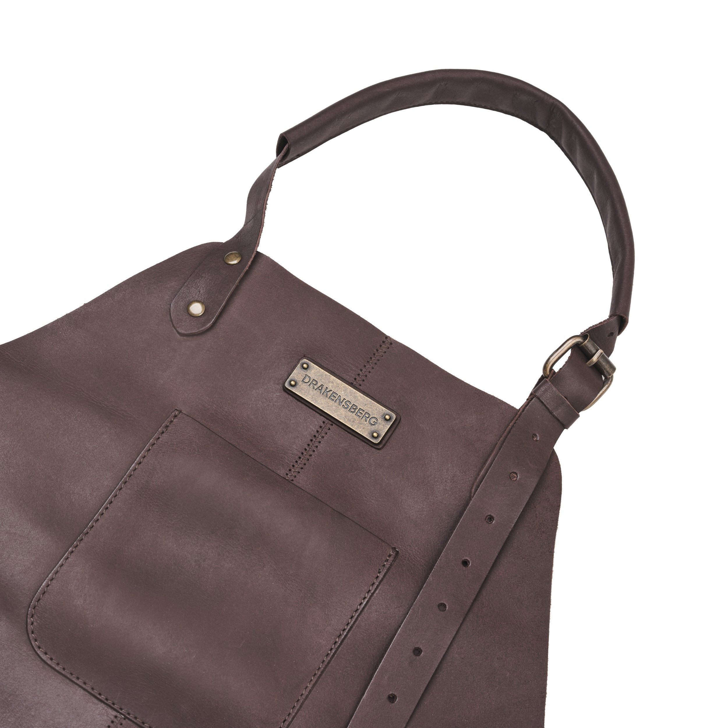 DRAKENSBERG Grillschürze Herren »Bob« Kaffee-Braun, Premium Leder Koch- und Grillschürze für Männer, strapazierfähig