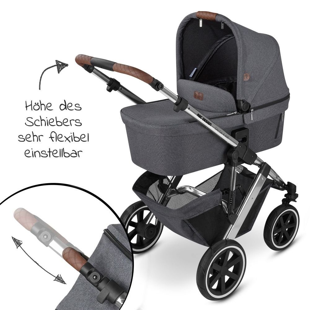 mit Edition Regenschutz Design (7-tlg), - Air ABC Asphalt, Babywanne, Sportsitz, Diamond 4 Lufträdern, Kombi-Kinderwagen Buggy Salsa - Kinderwagen