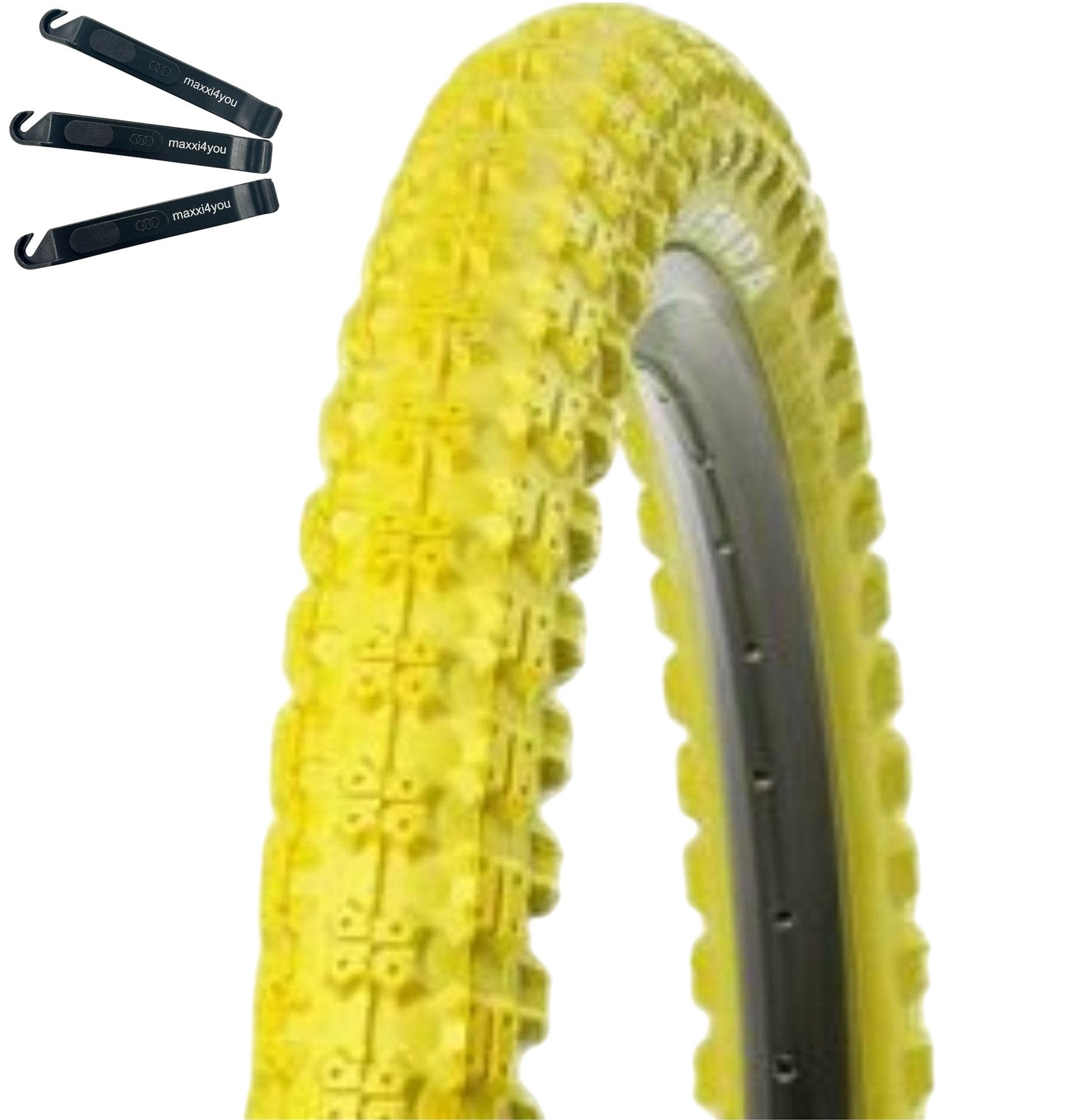 maxxi4you Fahrradreifen 1 x Kenda K-51 BMX 20 x 2,25 (58-406) Gelb inkl. Reifenheber