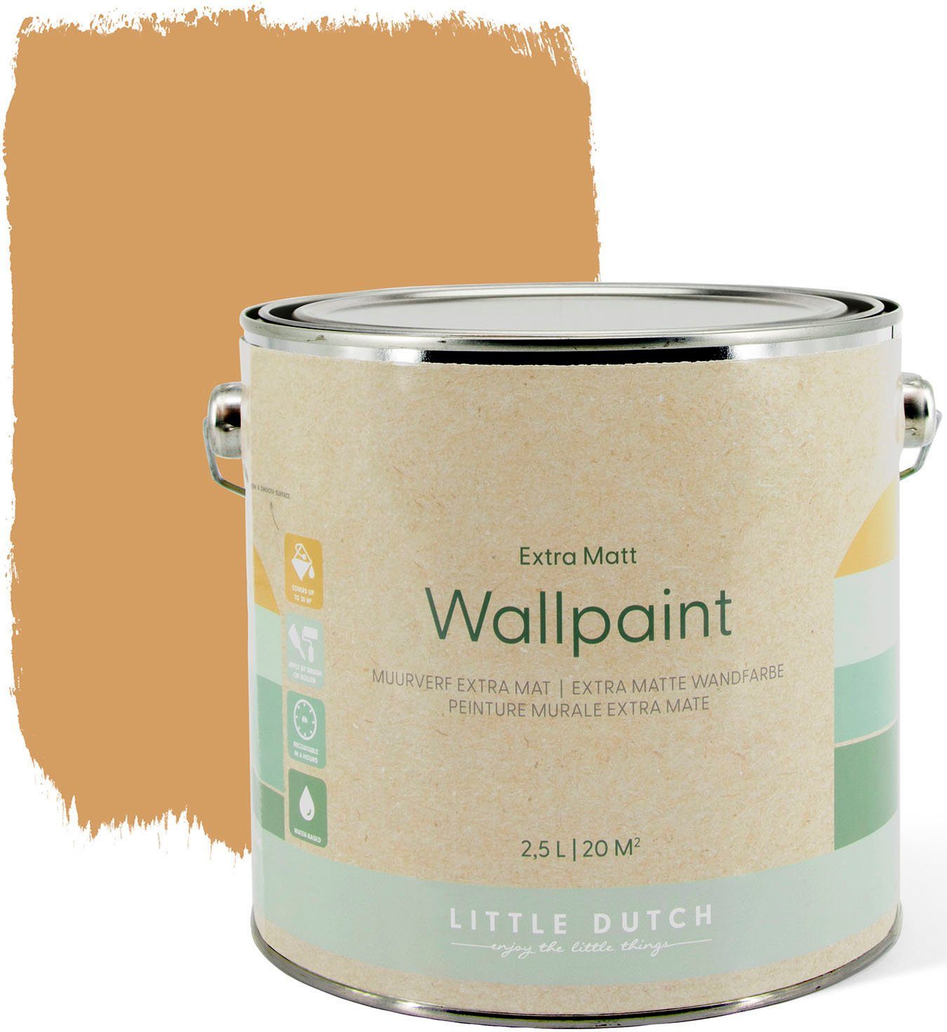 Wandfarbe Pure matt, geeignet hochdeckend LITTLE und Wallpaint, extra für waschbeständig, Ocker Kinderzimmer DUTCH