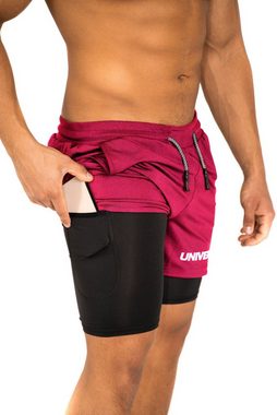 Universum Sportwear Sporthose »Kurze Hose mit versteckter Handytasche« Shorts mit funktioneller Unterziehhose