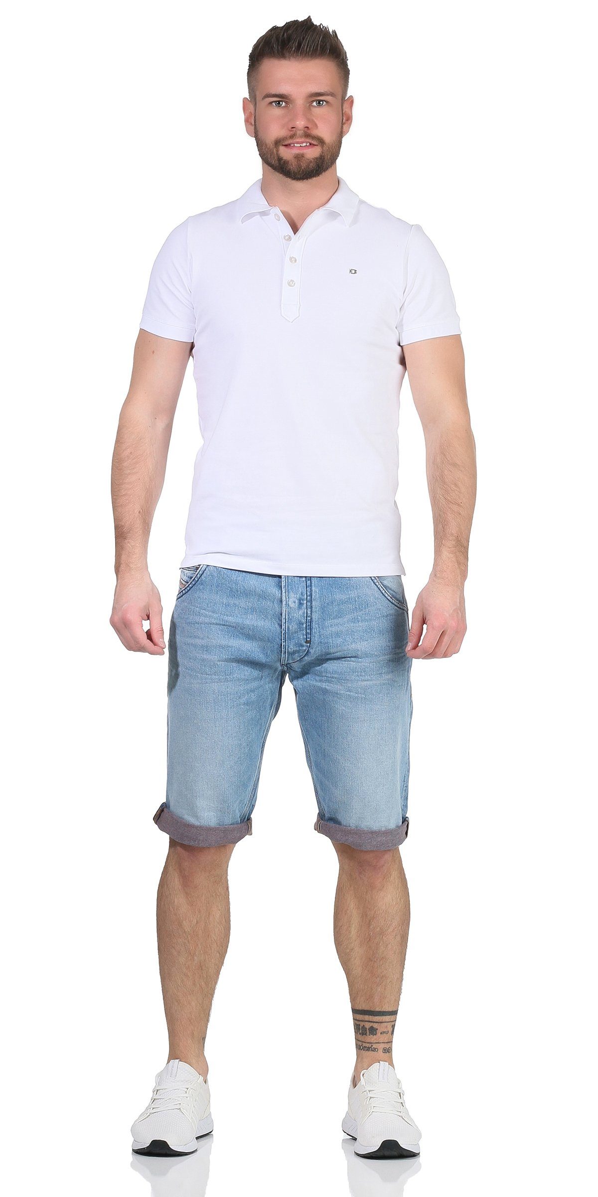 Diesel Herren kurze Shorts Used-Look Hellblau Hose dezenter Shorts, R18K5 RG48R Kroshort Jeansshorts Jeans